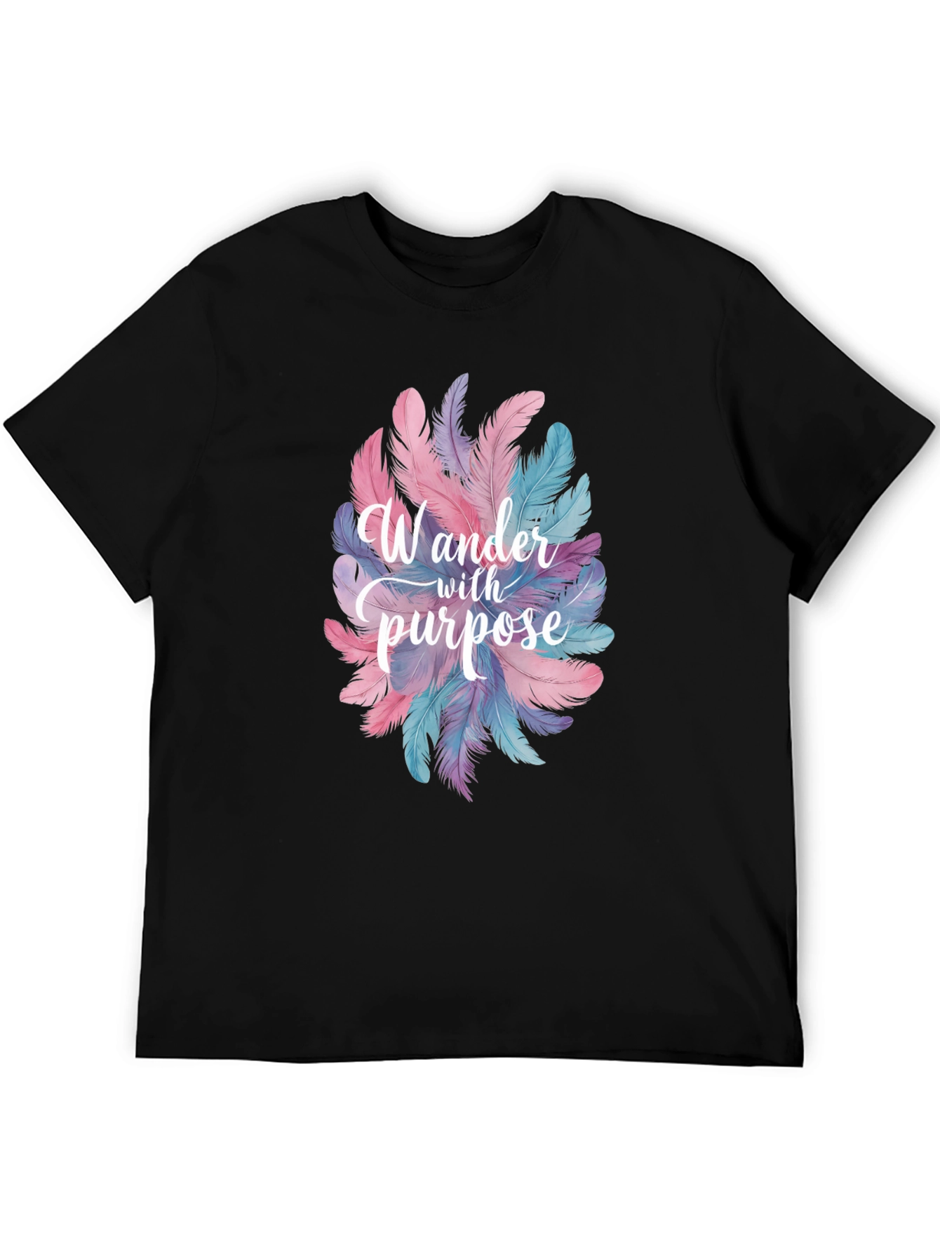 Black Wander With Purpose Feather Graphic T-Shirt view 5