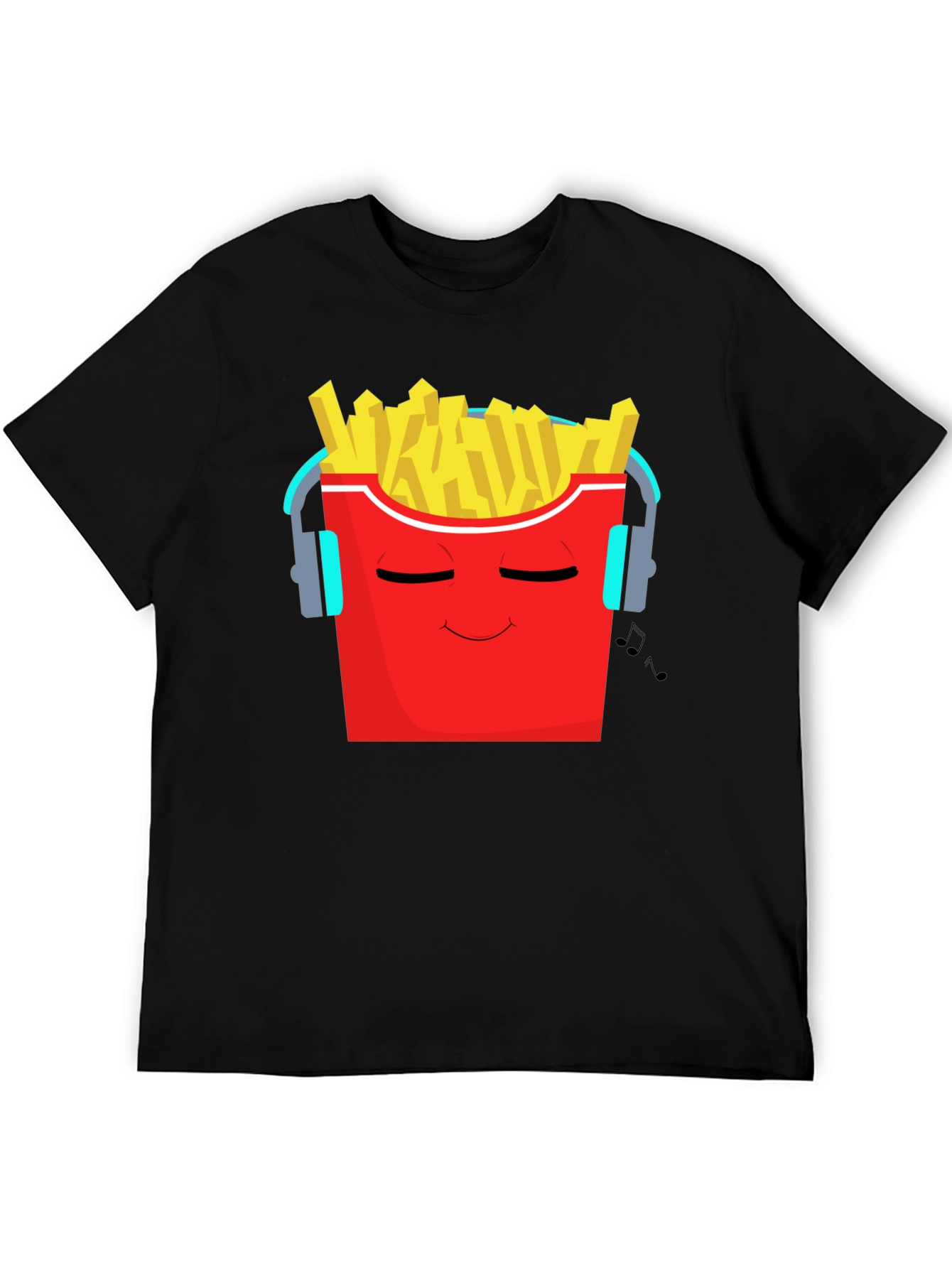 Black Cool Fries Graphic Tee - Music Lover T-Shirt view 5