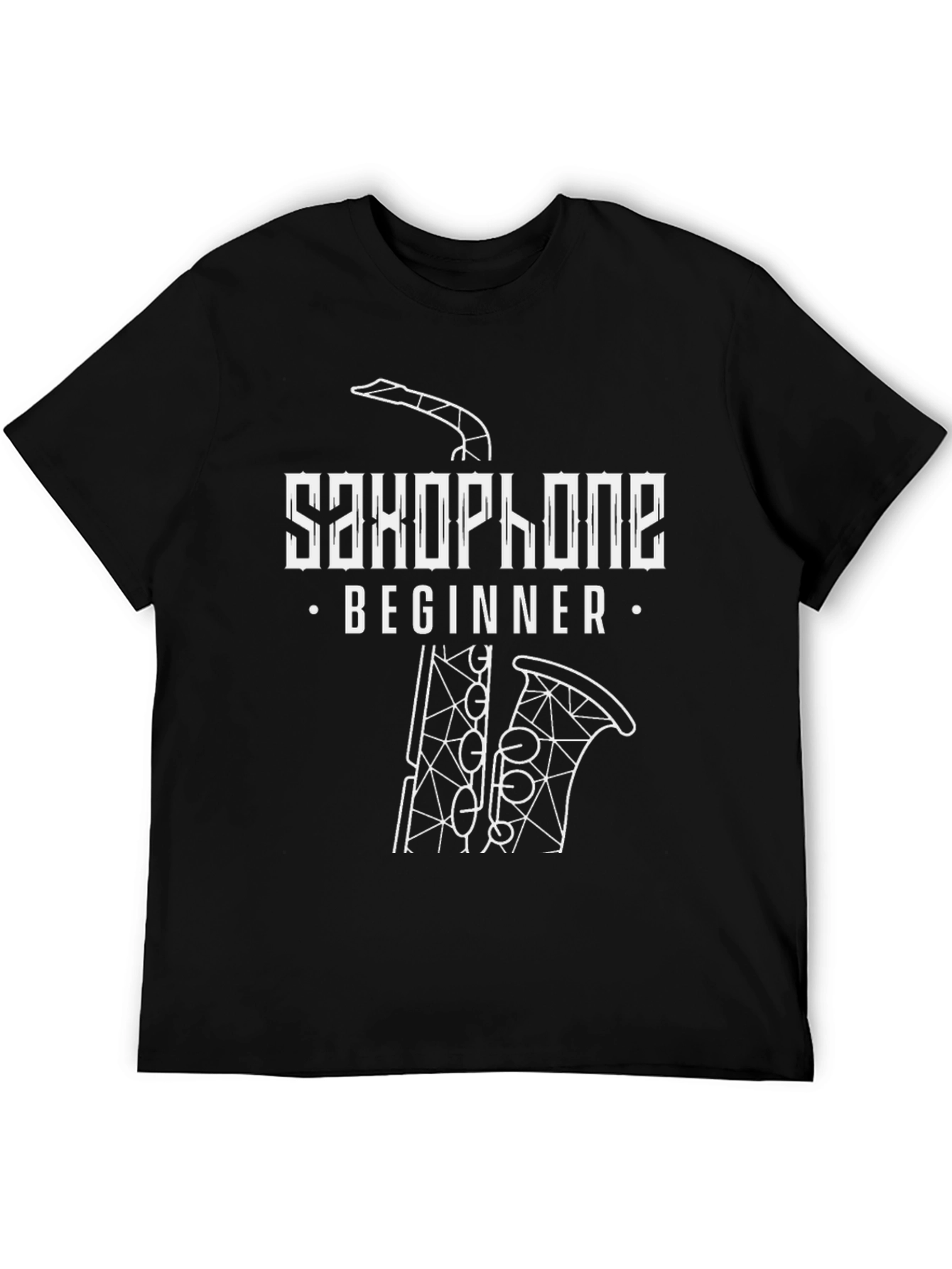 Black Saxophone Beginner Graphic Tee - Black Cotton T-Shirt view 5