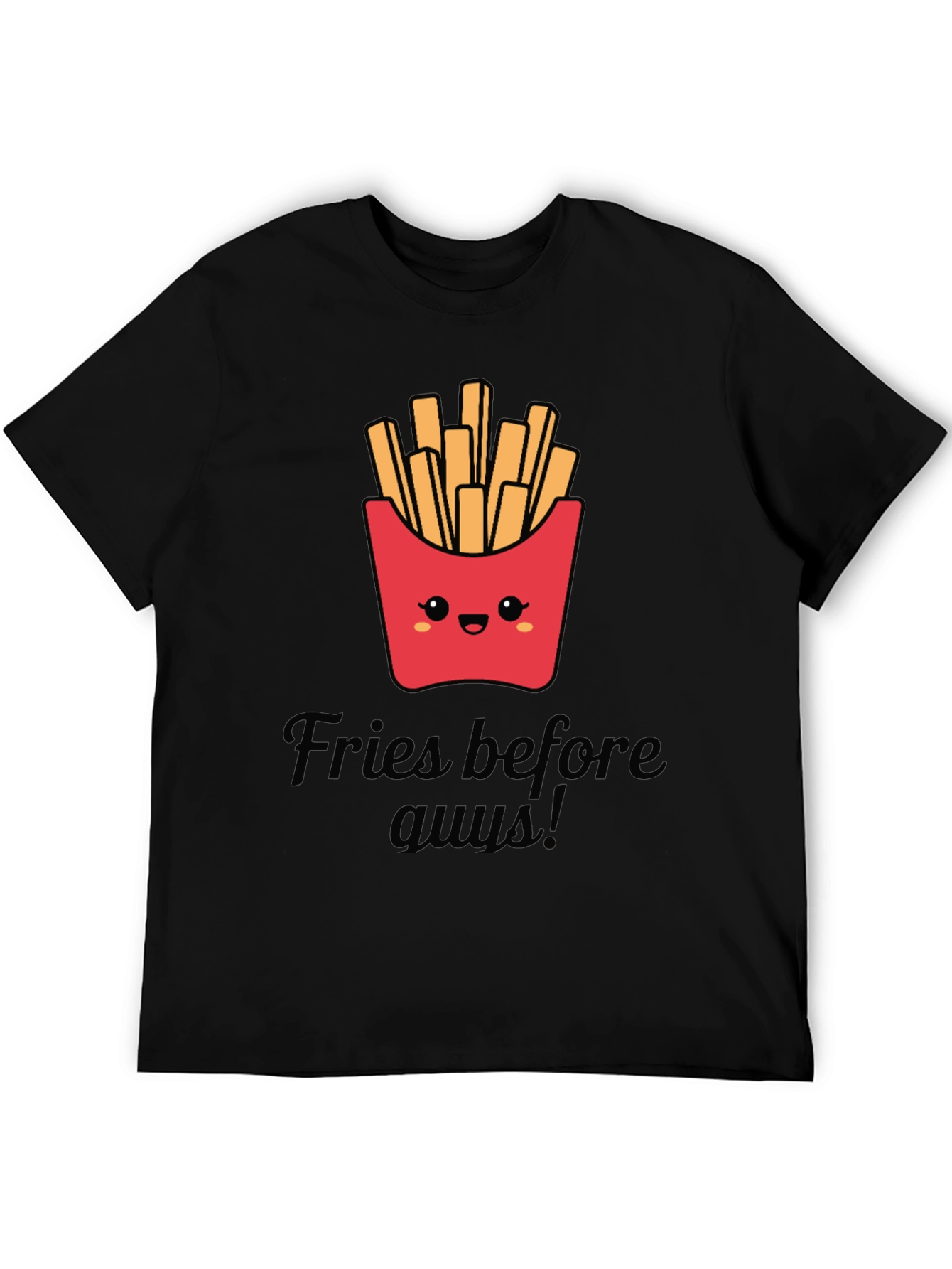 Black Fries Before Guys Graphic Tee - Black Unisex T-Shirt view 5