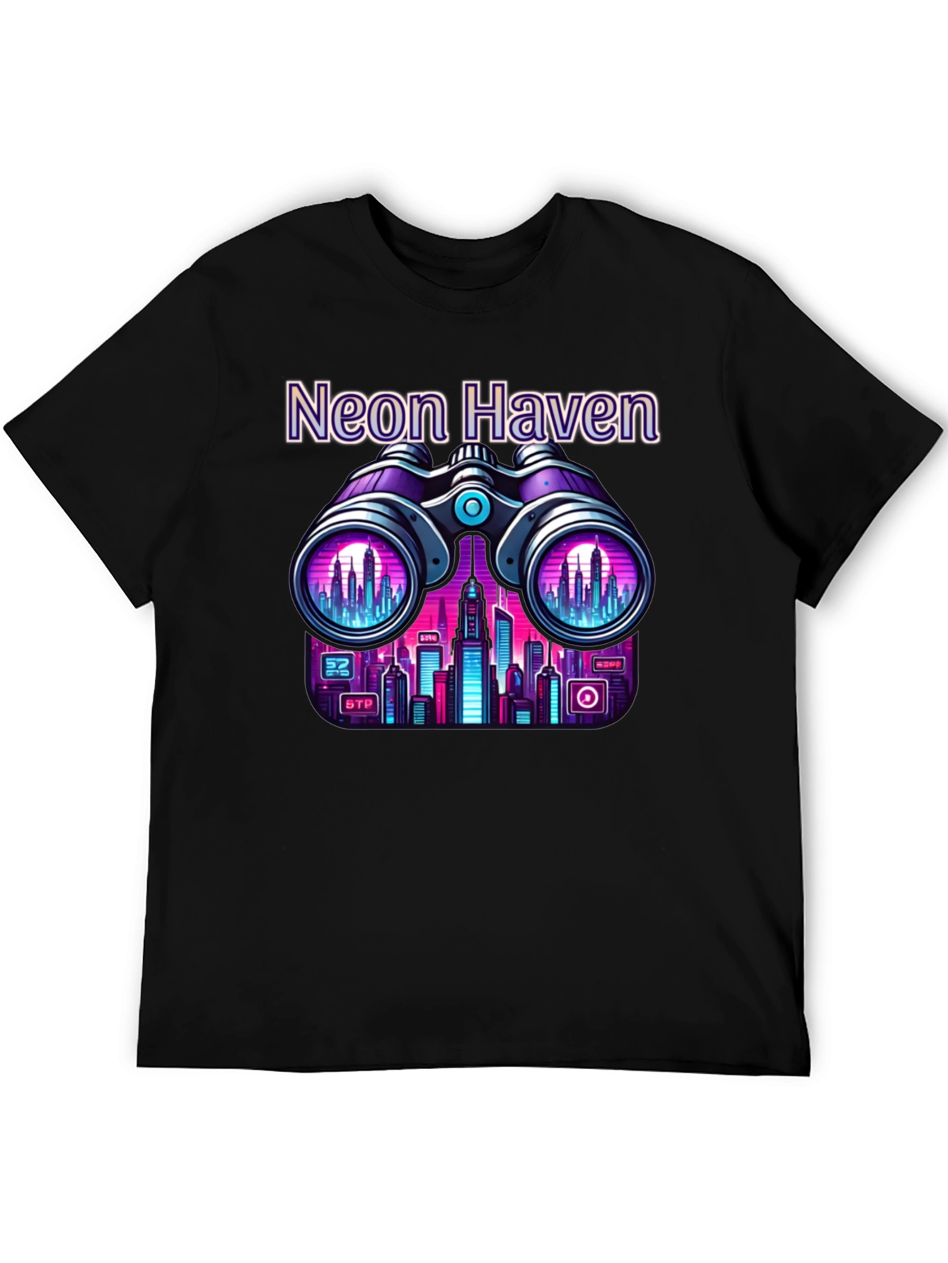 Neon Haven Cityscape Graphic Tee - 5