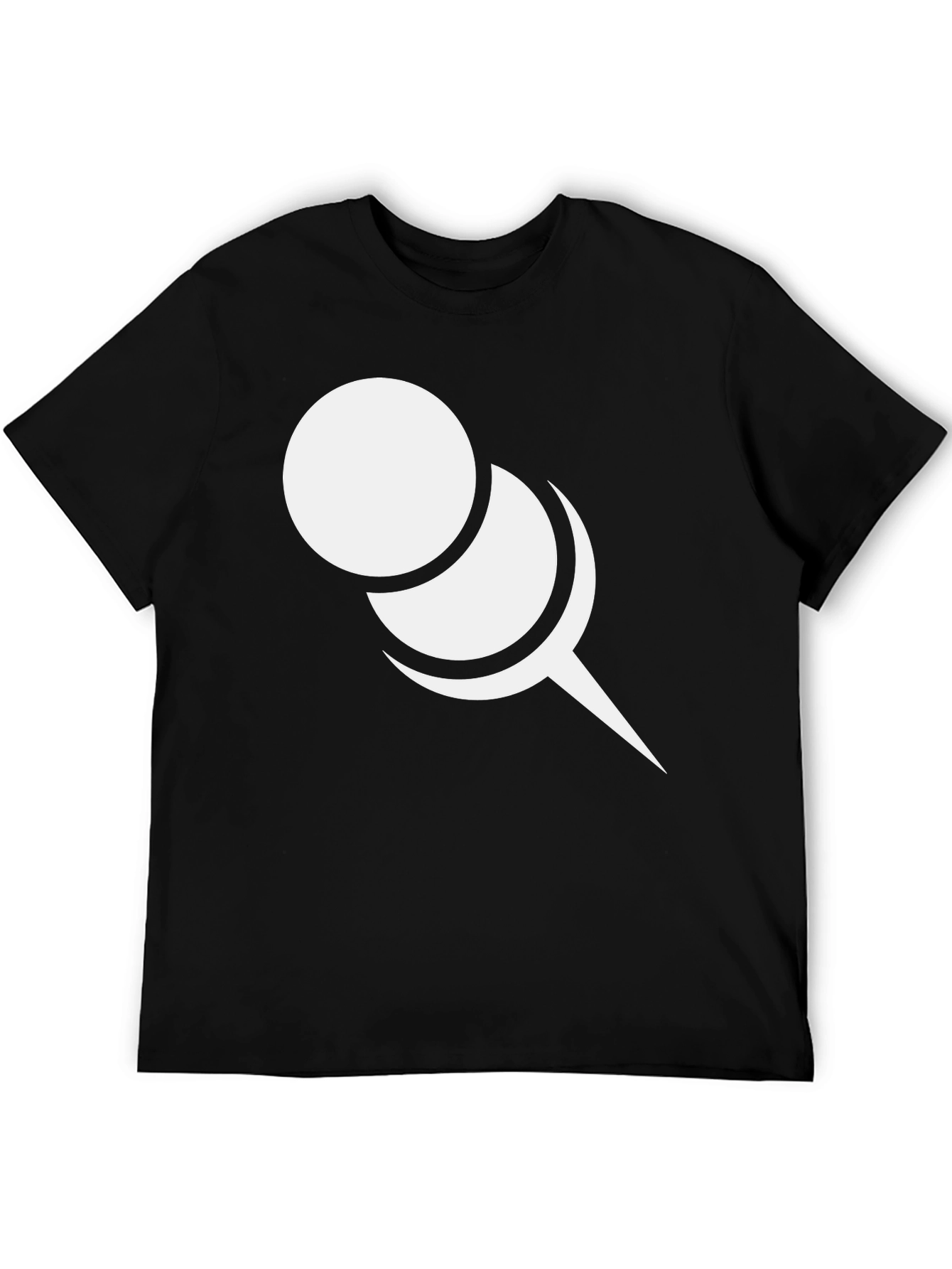 Black Graphic Tee: White Push Pin Design on Black Shirt view 5