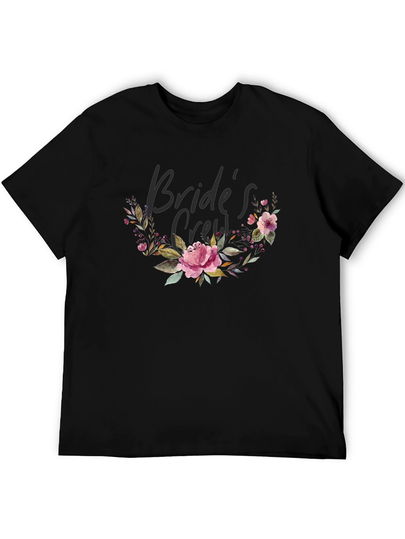 Bride's Crew Floral Black T-Shirt - 5