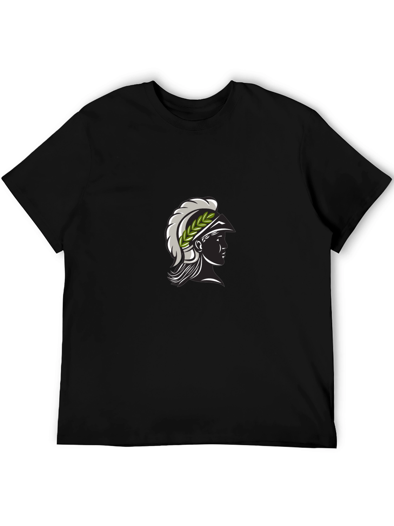 Black Black Tee with Spartan Warrior Design view 5