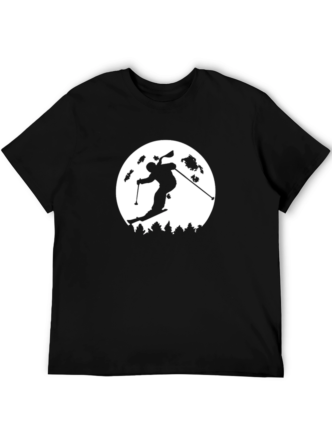 Black Skiing Moon Graphic Tee - Black view 5