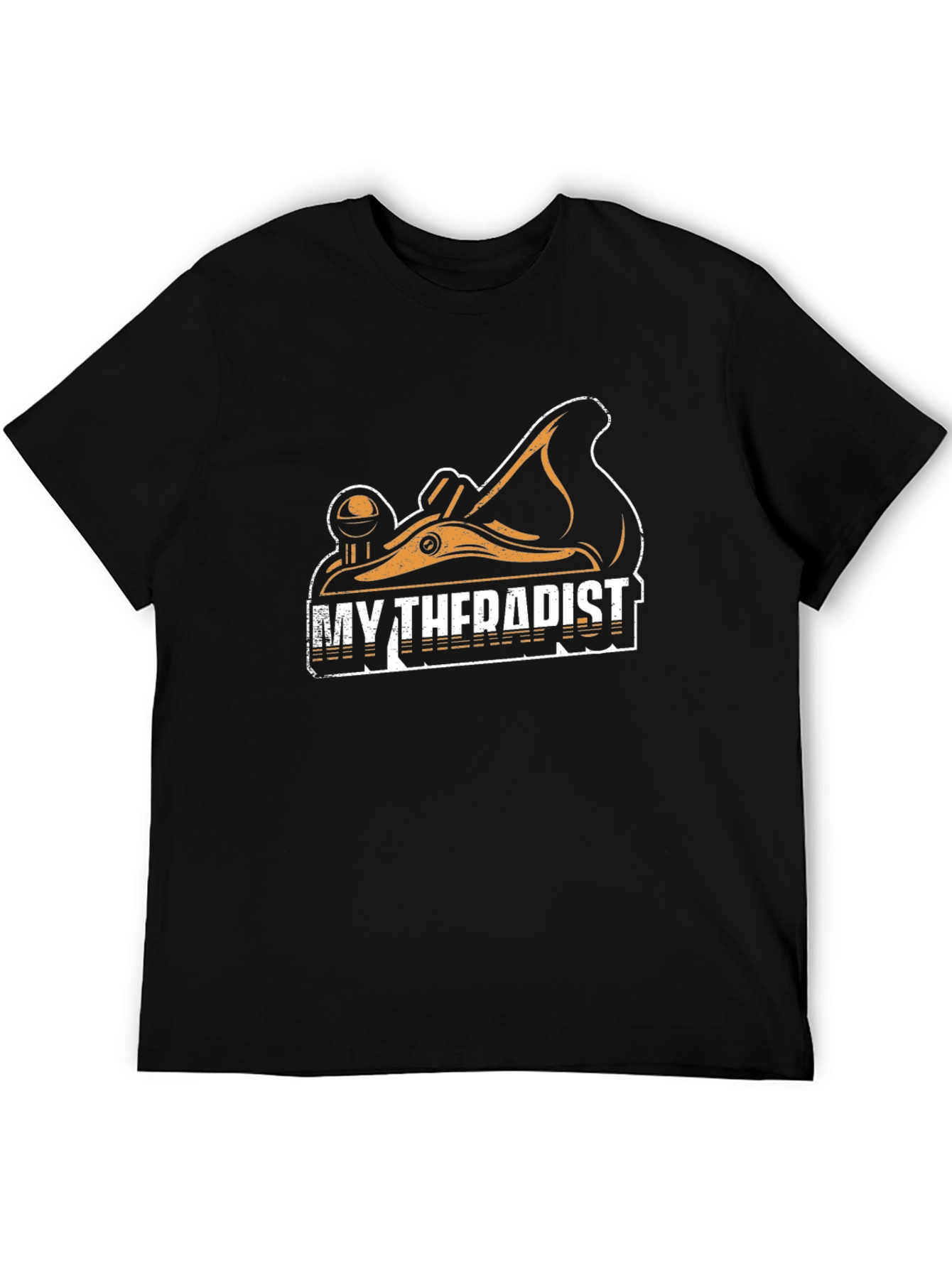 Black My Therapist Woodworking T-Shirt - Black view 5