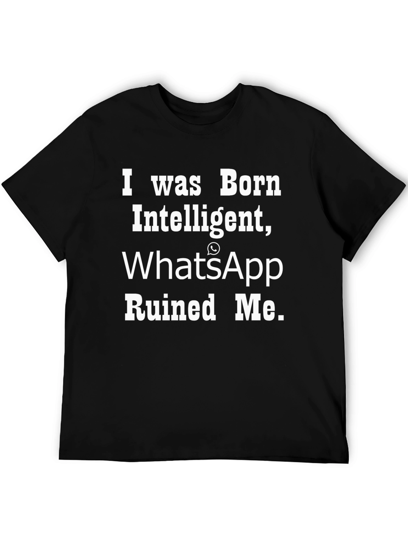 Black Funny WhatsApp Ruined Me Men's Black T-Shirt view 5