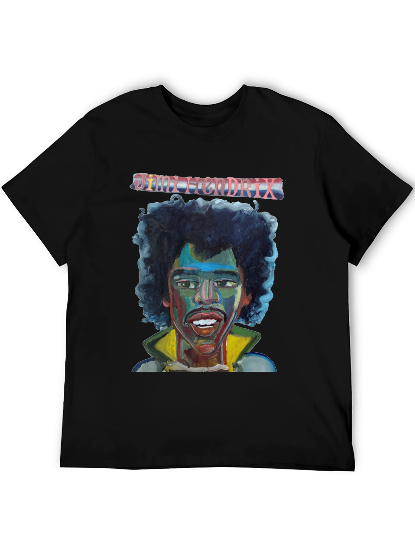 Black Jimi Hendrix Graphic Tee Black Cotton T-Shirt view 5