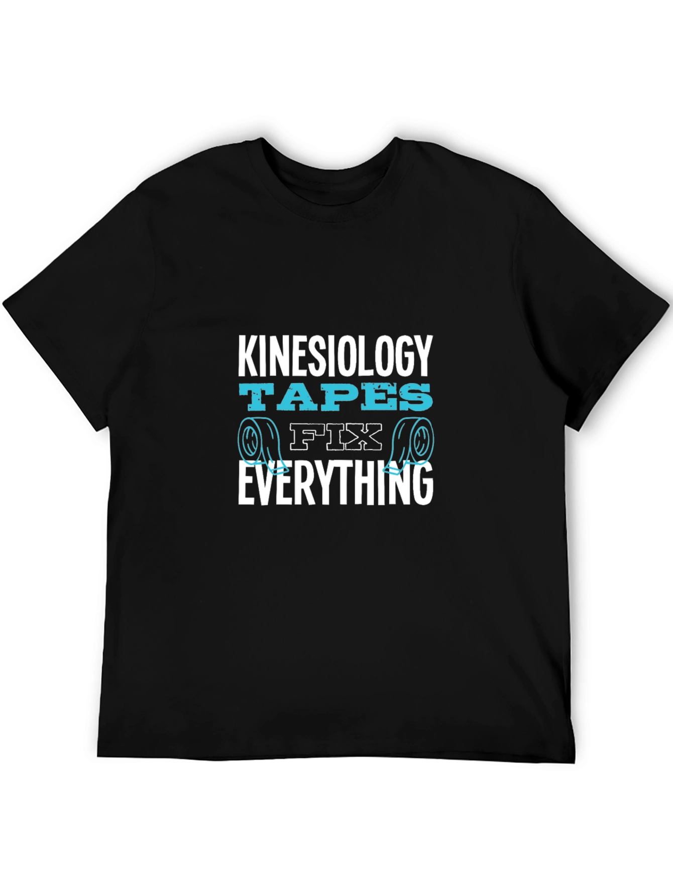 Black Kinesiology Tapes Fix Everything Black T-Shirt view 5
