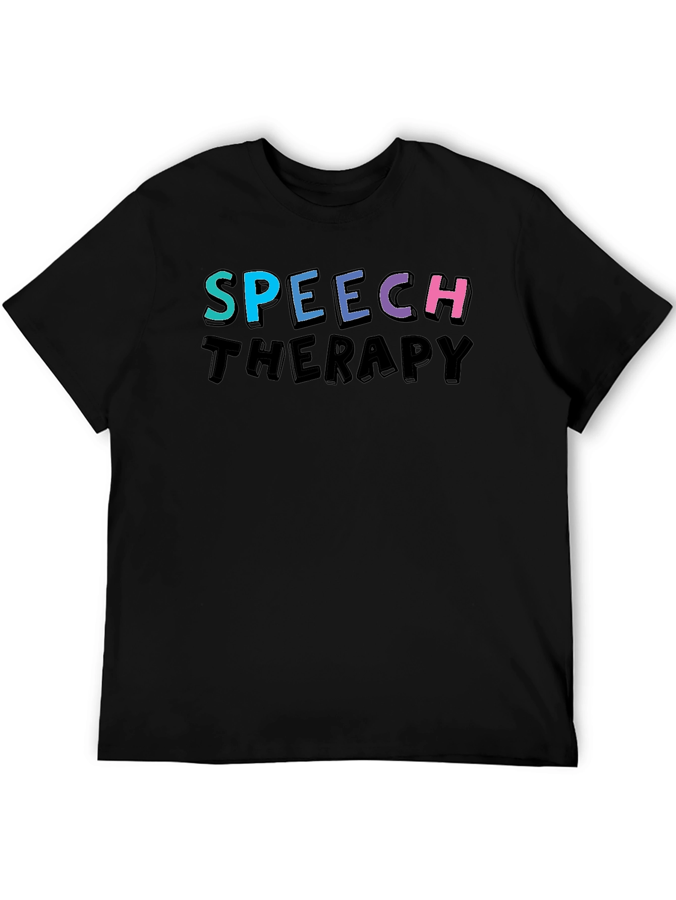 Black Speech Therapy T-Shirt - Colorful Graphic Tee view 5