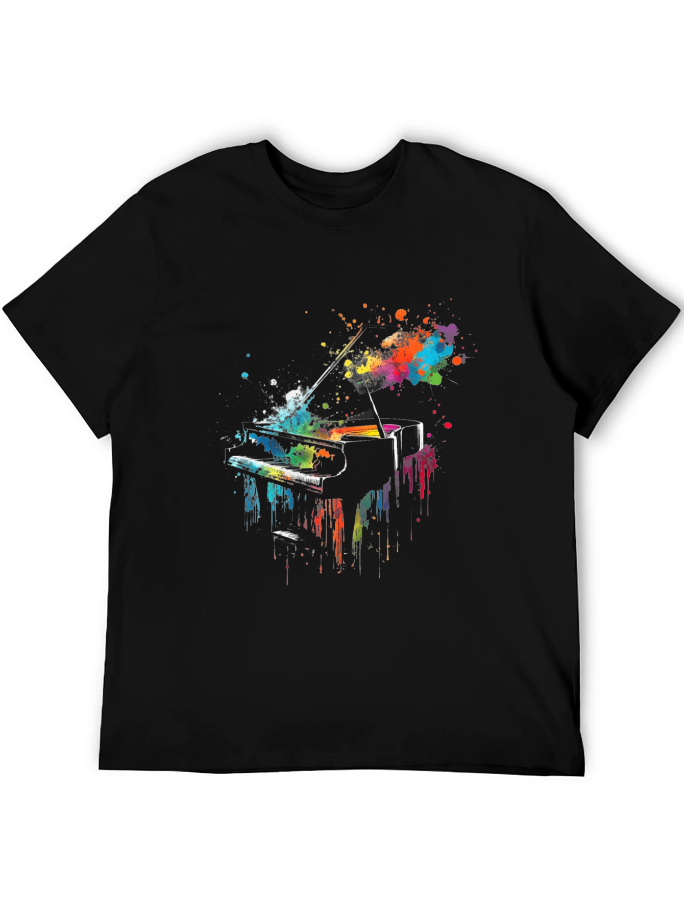 Black Colorful Piano Graphic Tee - Music Lover Shirt view 5