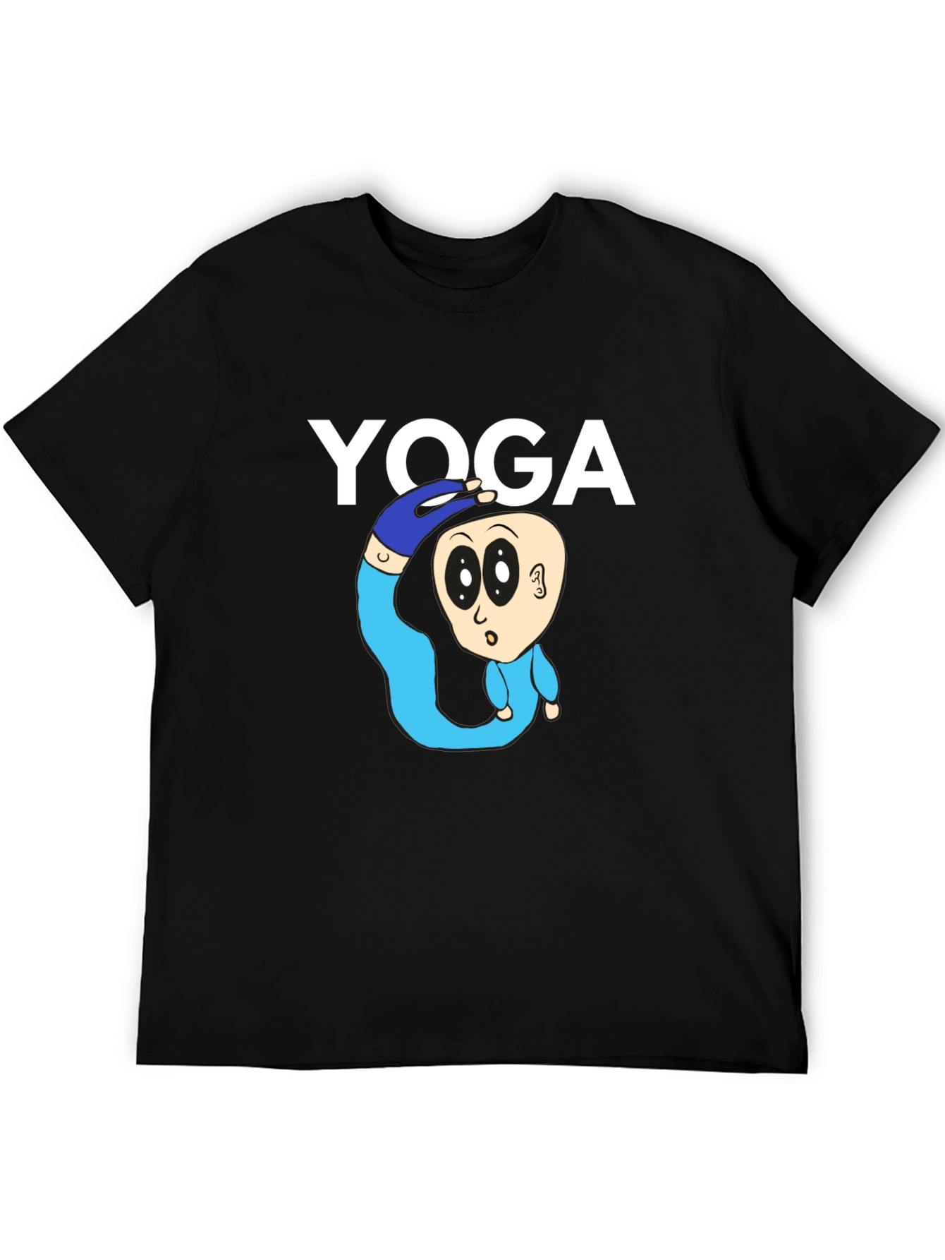 Black Yoga Cartoon Graphic Tee - Black Cotton Blend view 5