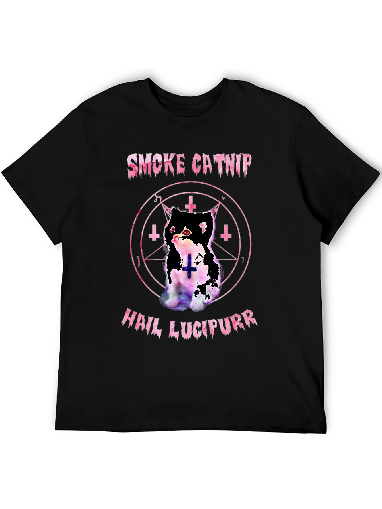 Black Smoke Catnip Hail Lucipurr Graphic T-Shirt view 5