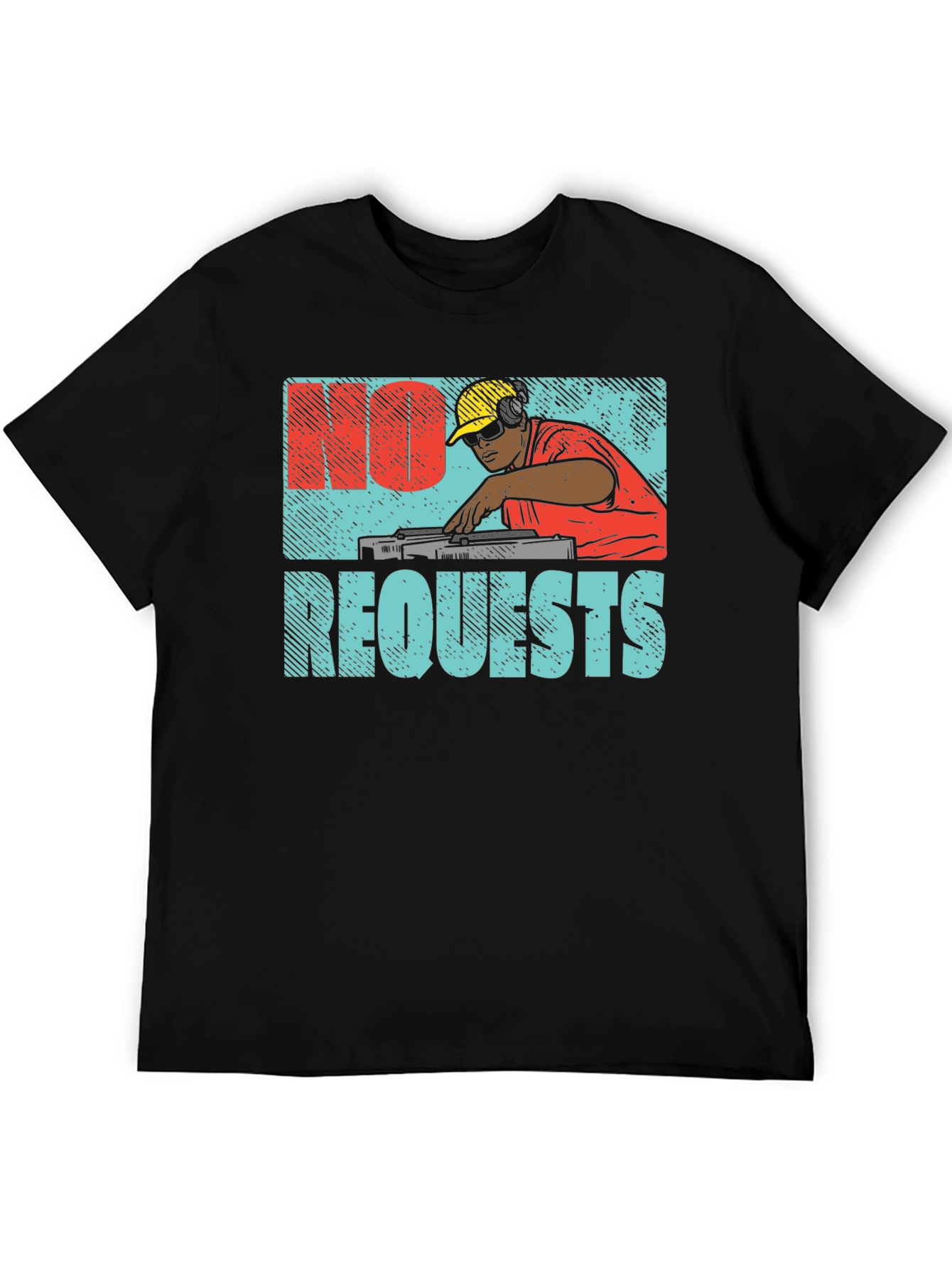 Black No Requests Graphic DJ T-Shirt view 5