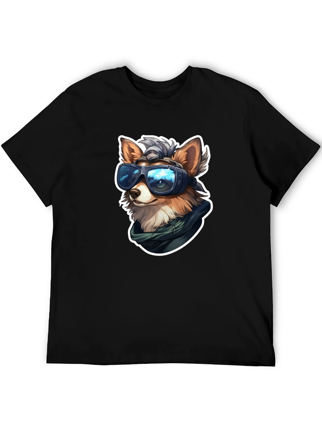 Black Stylish Dog VR Headset Black T-Shirt view 5