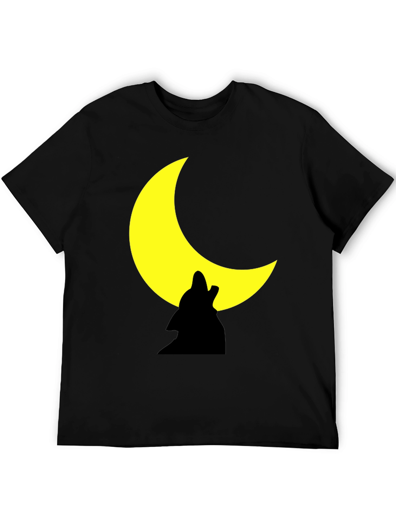 Black Wolf Howling Moon Graphic Black Tee Shirt view 5