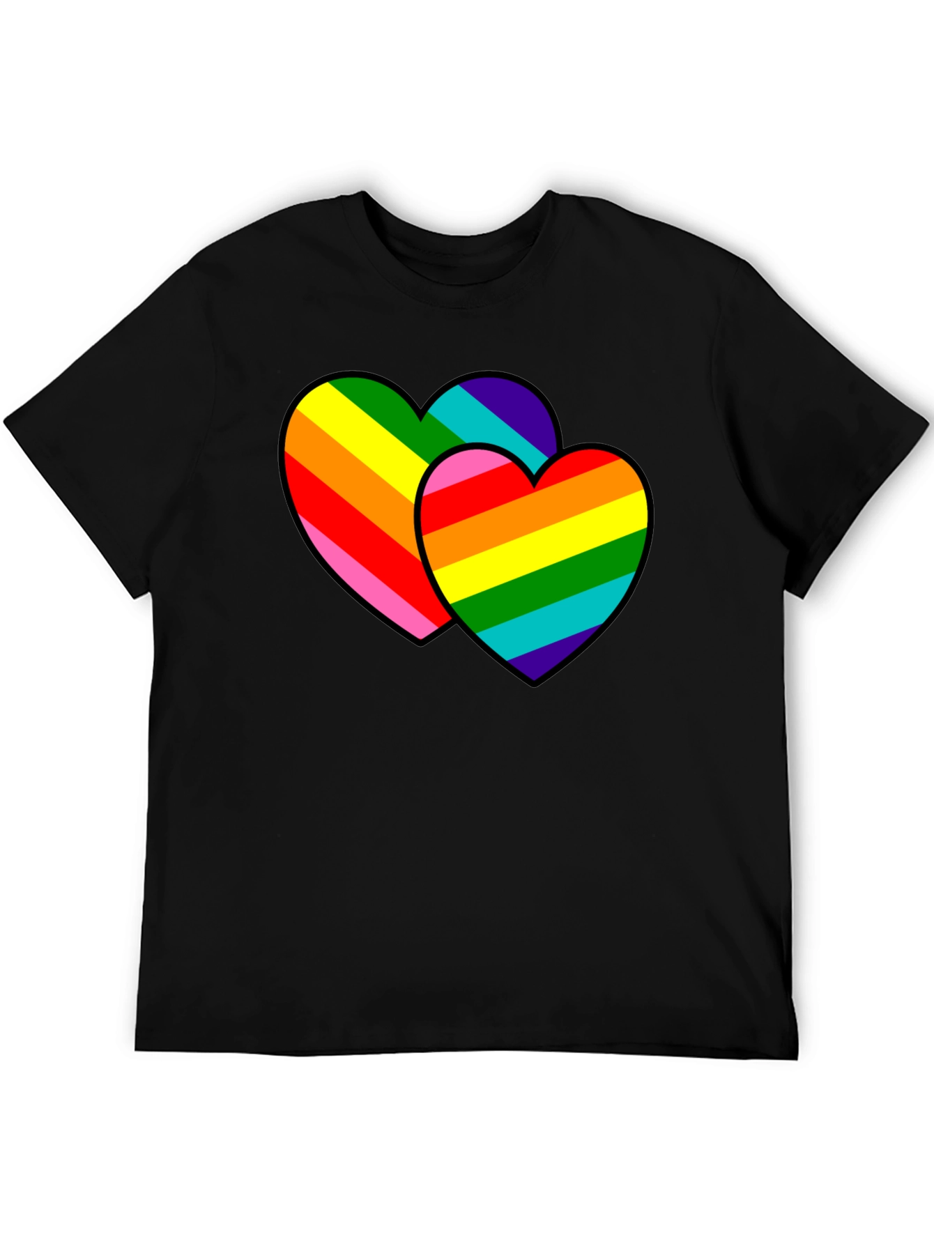 Black Rainbow Hearts Graphic Tee - Pride Love view 5