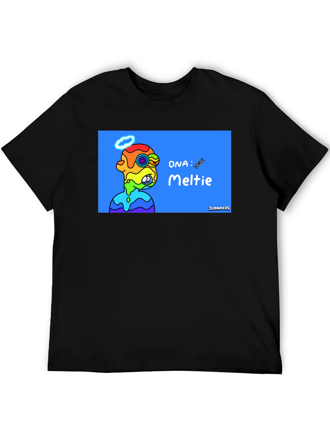 Black Melting Rainbow Character Graphic Tee - Cool Unique Design view 5