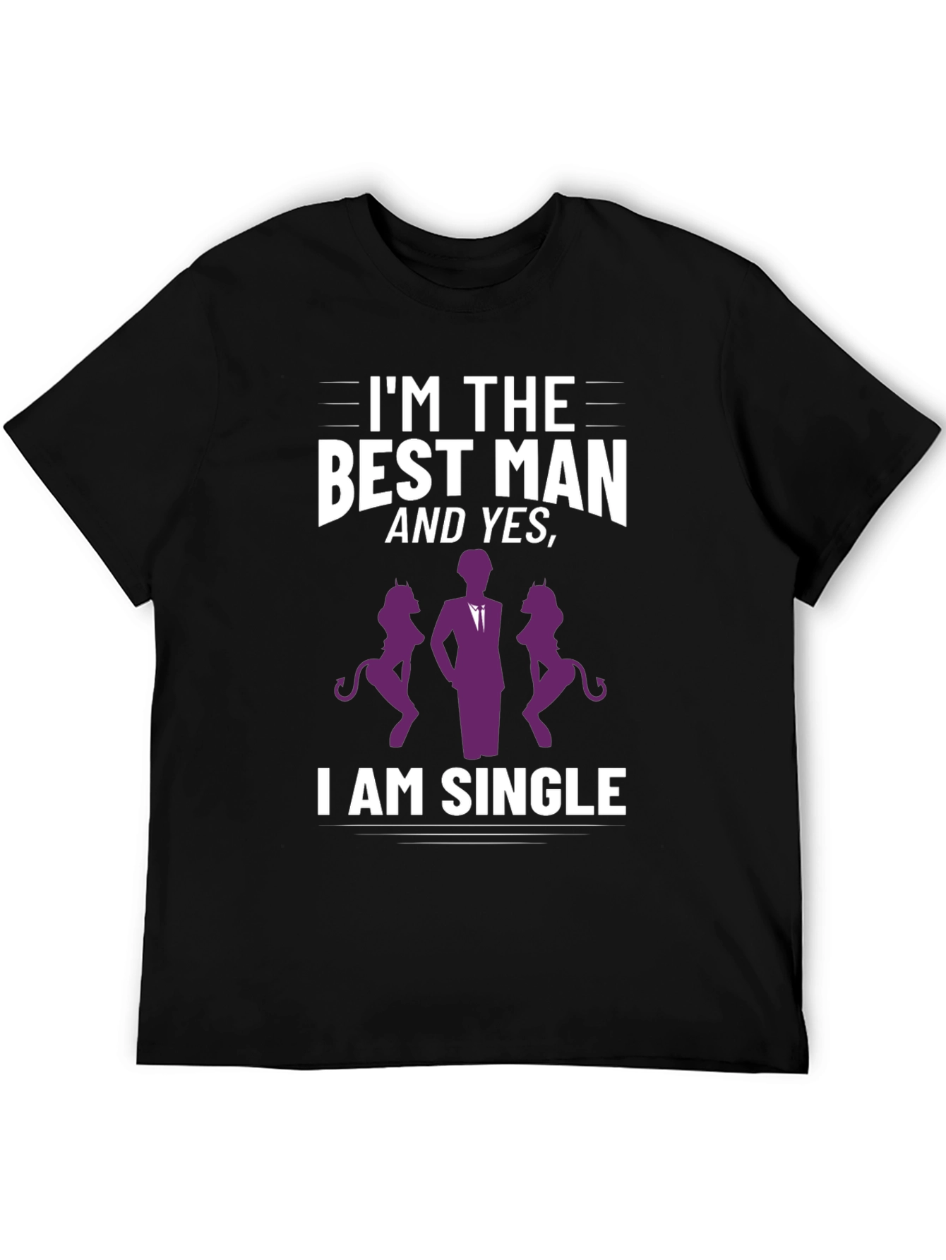 Black Best Man Single T-Shirt Funny Bachelor Party Tee view 5