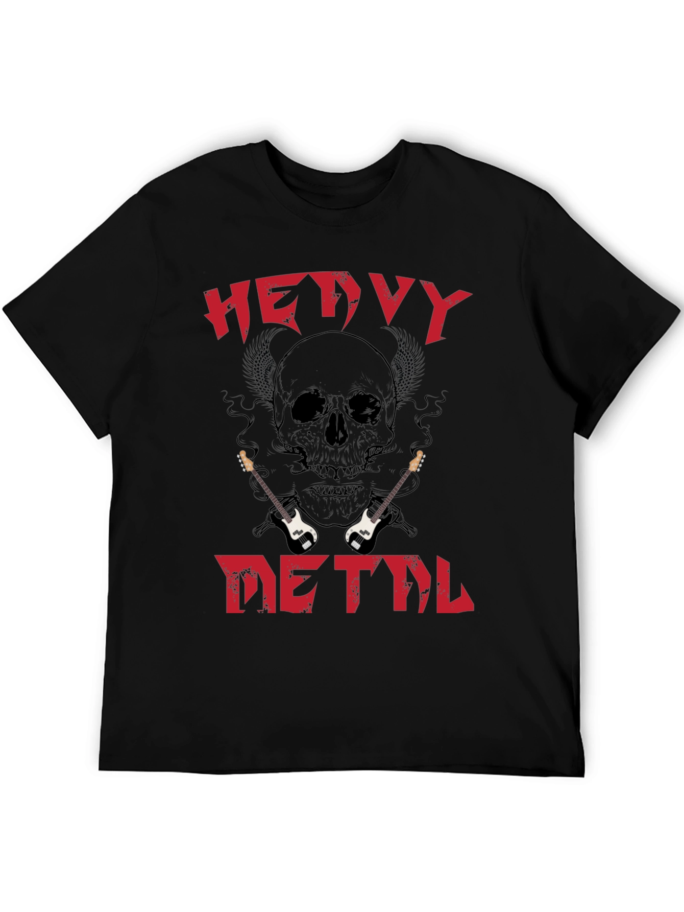 Black Heavy Metal Skull Guitar T-Shirt view 5