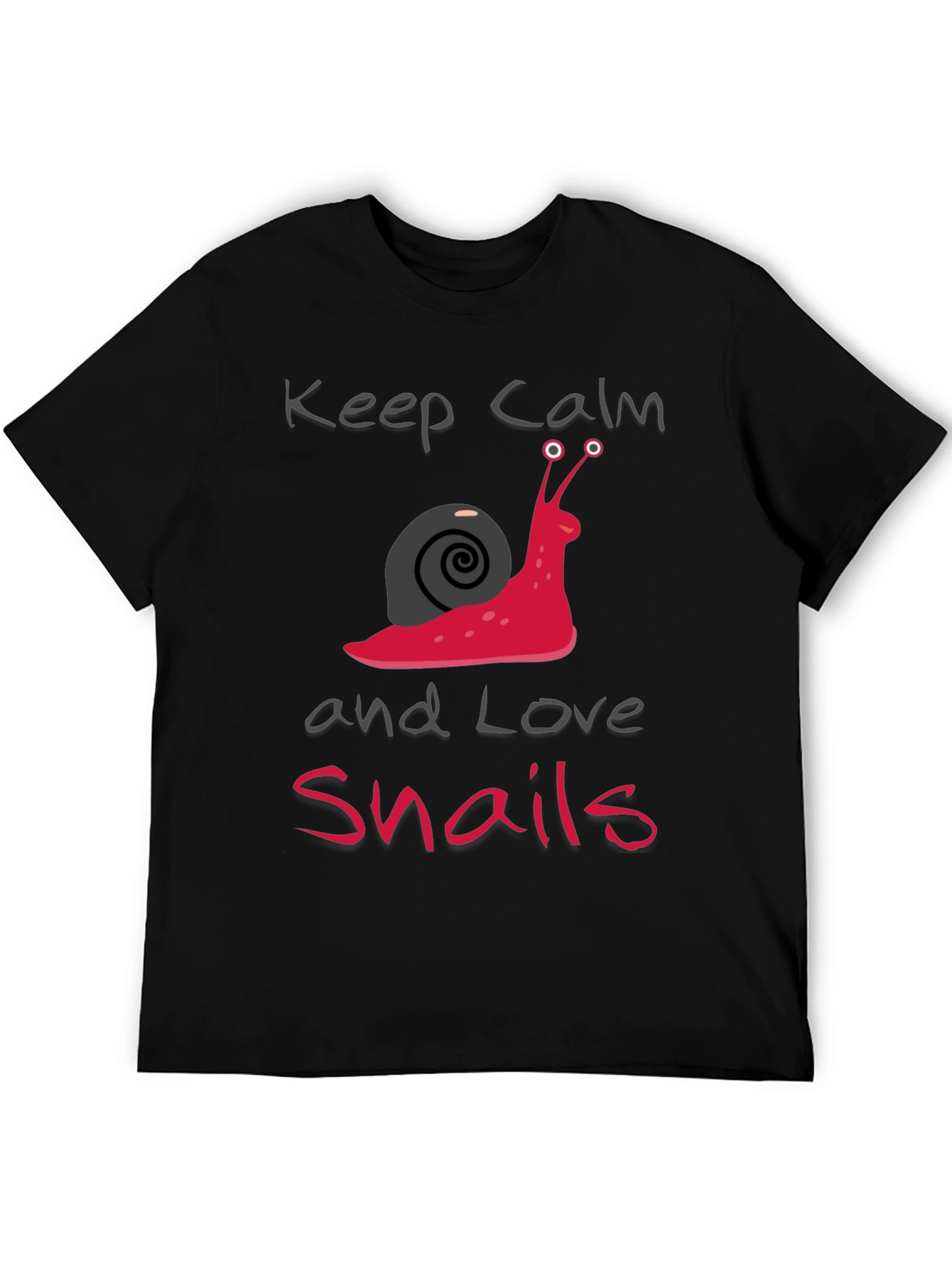 Black Keep Calm and Love Snails Black T-Shirt view 5