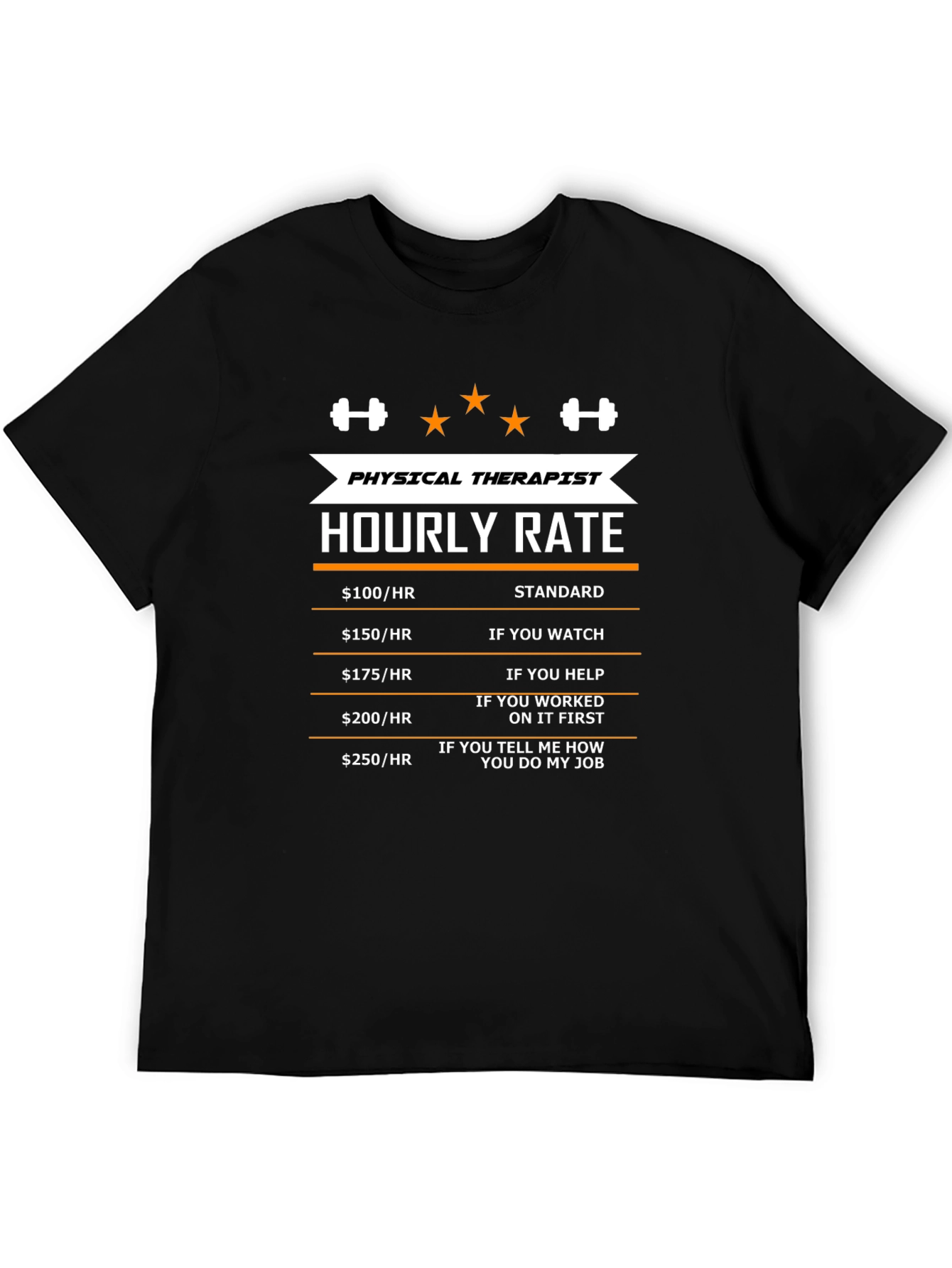 Black Physical Therapist Hourly Rate Black T-Shirt view 5
