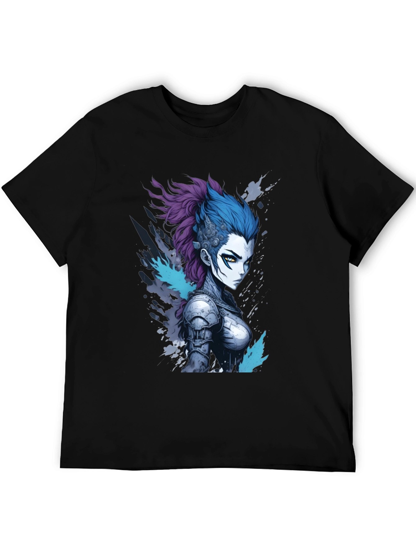 Black Anime Warrior Graphic Tee - Cool Design view 5