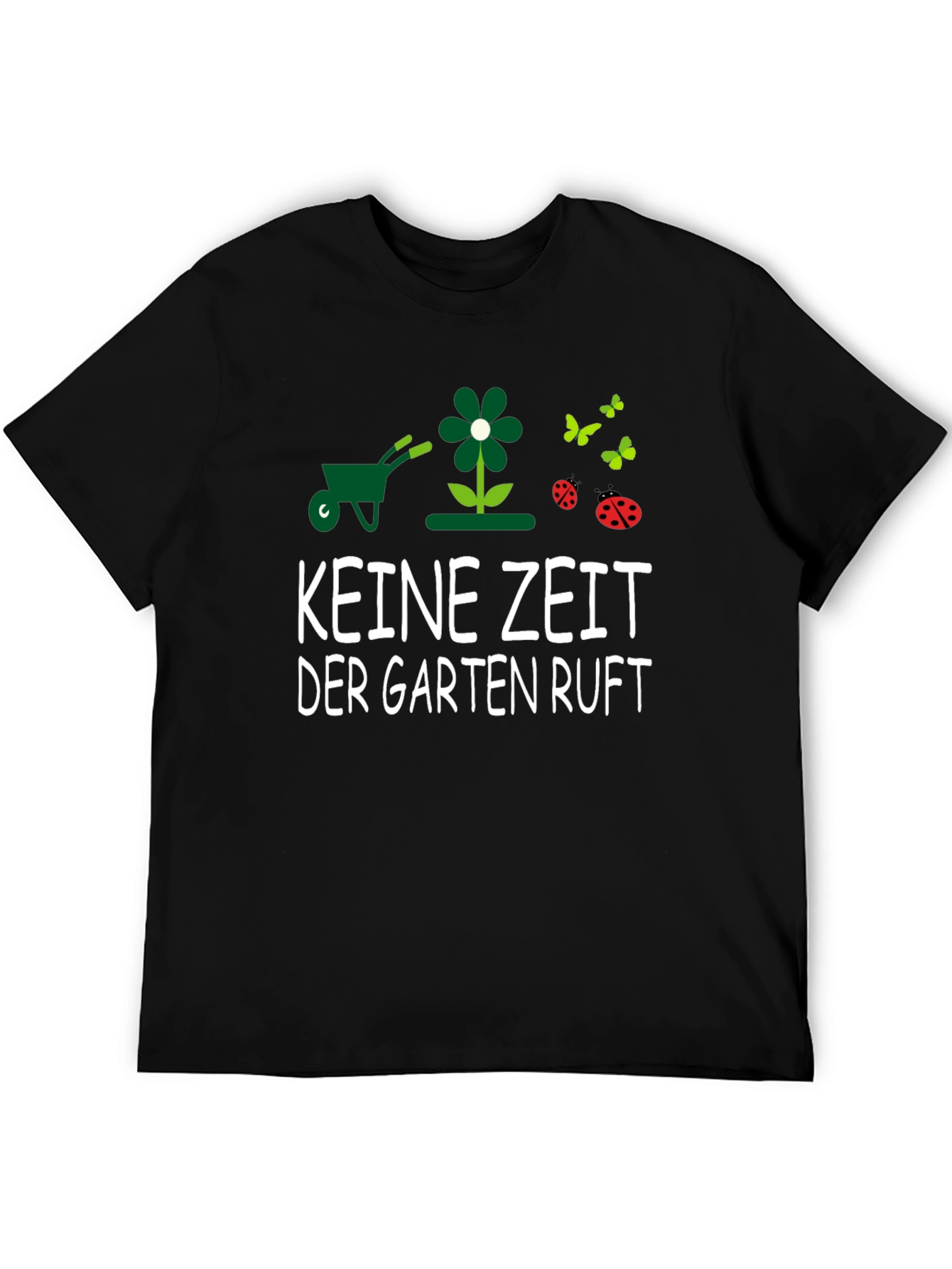 Black Gardening T-Shirt - KEINE ZEIT DER GARTEN RUFT - Garden Lover Tee view 5