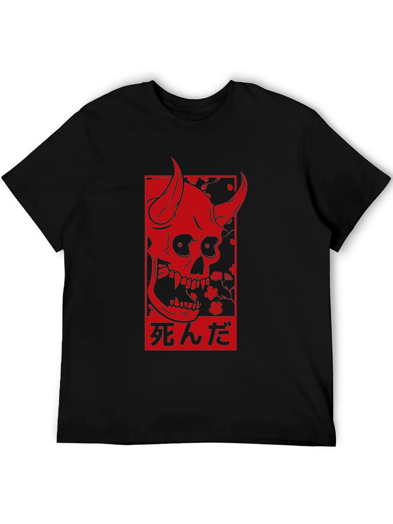 Black Devil Skull Graphic Print Black T-Shirt view 5