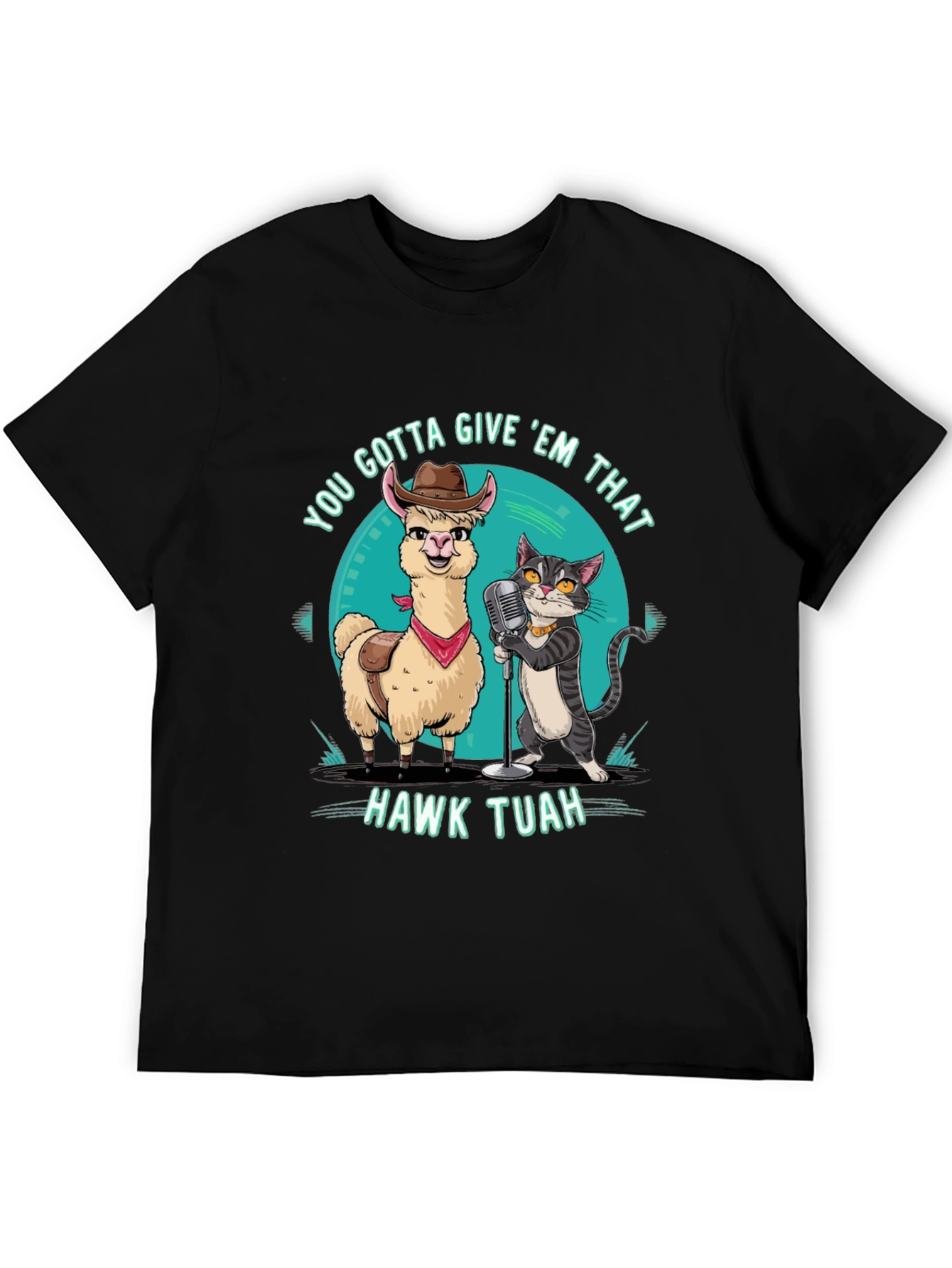 Black Hawk Tuah T-Shirt: Singing Llama & Cat Duo! view 5