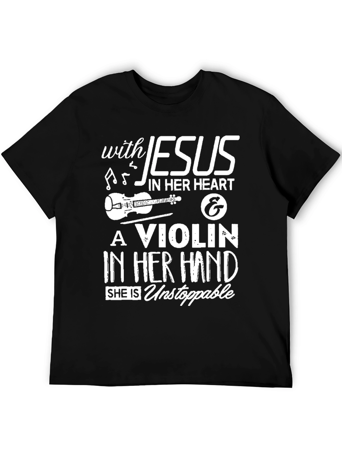 Black Jesus Violinist Black T-Shirt view 5