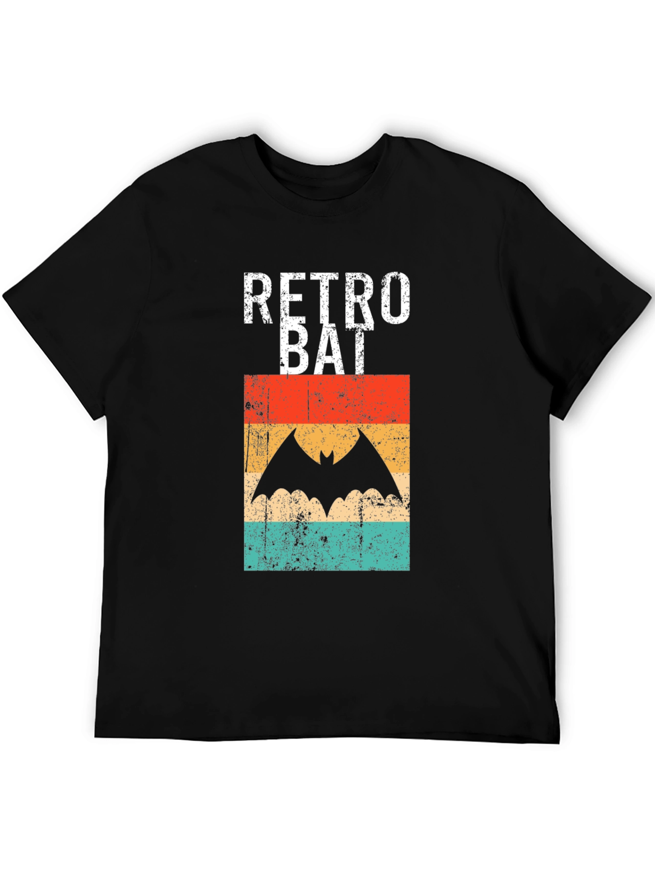 Black Retro Bat Graphic Tee - Vintage Style Black T-Shirt view 5