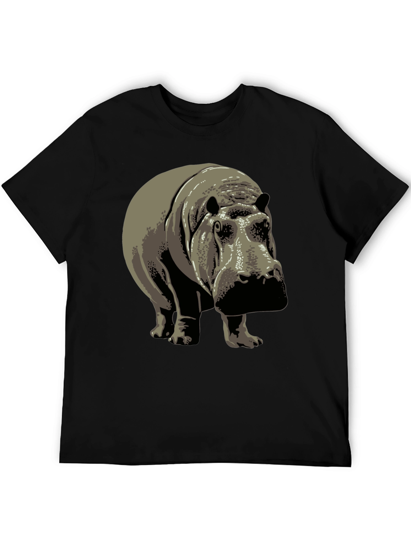 Black Hippo Graphic Tee - Black Cotton T-Shirt view 5
