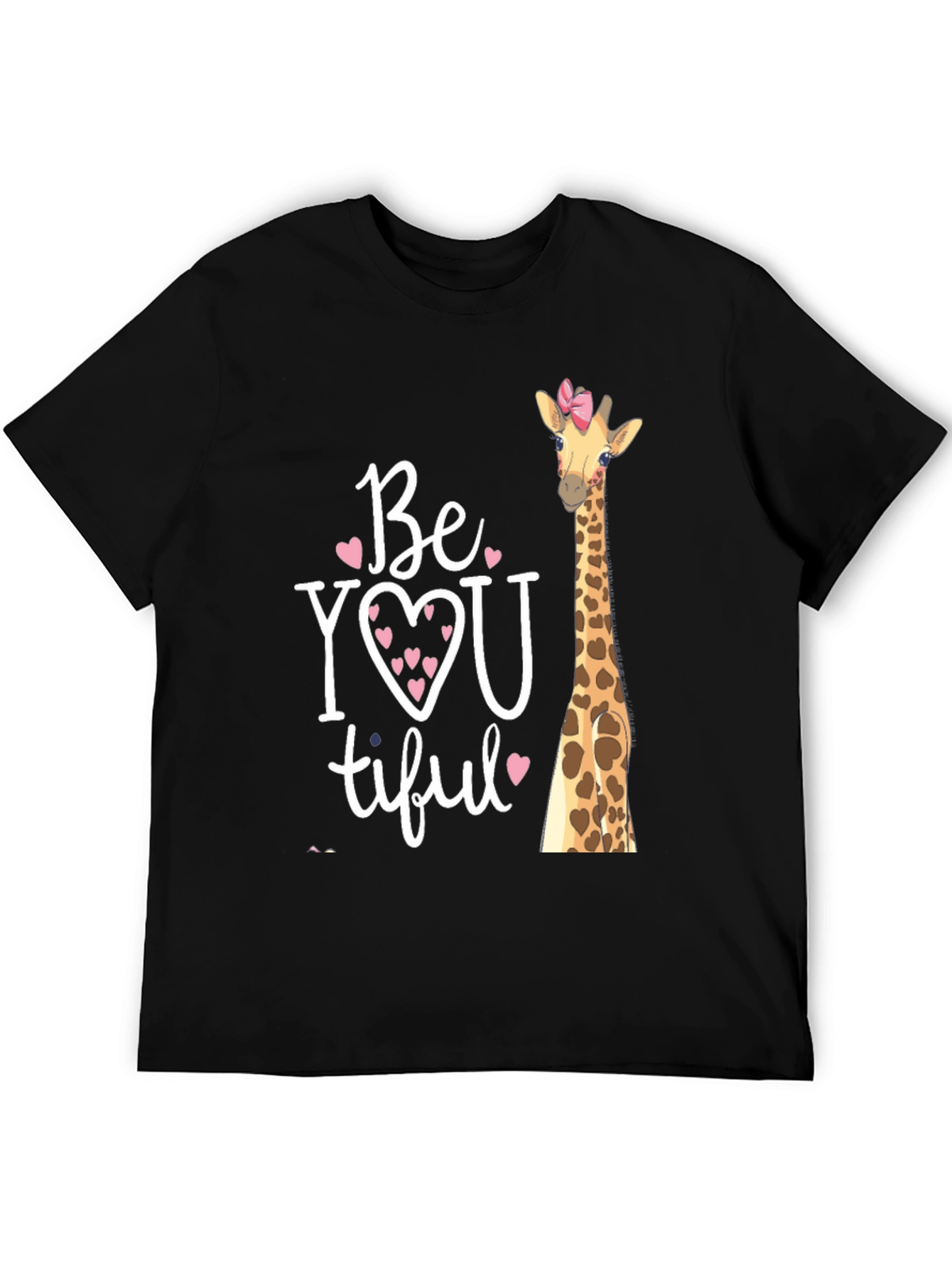 Black BeYOUtiful Giraffe Graphic Tee - Unisex Black T-Shirt view 5