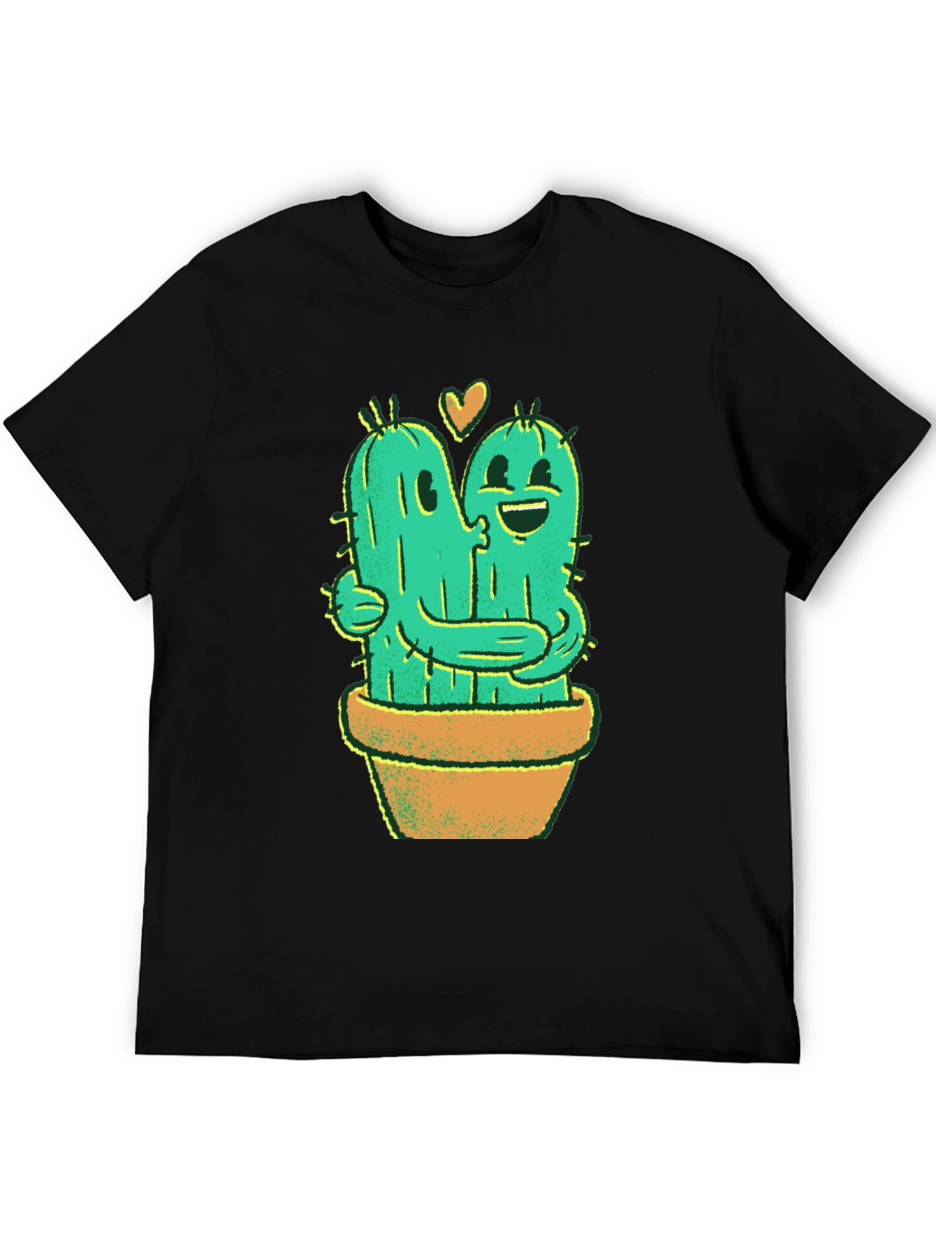 Black Cactus Love T-Shirt - Hugging Cactus Design view 5
