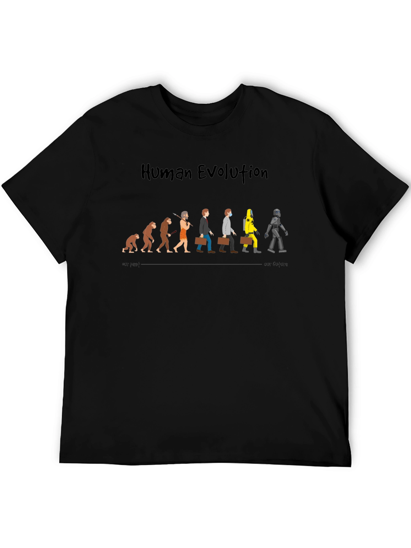 Black Human Evolution Funny Graphic T-Shirt view 5