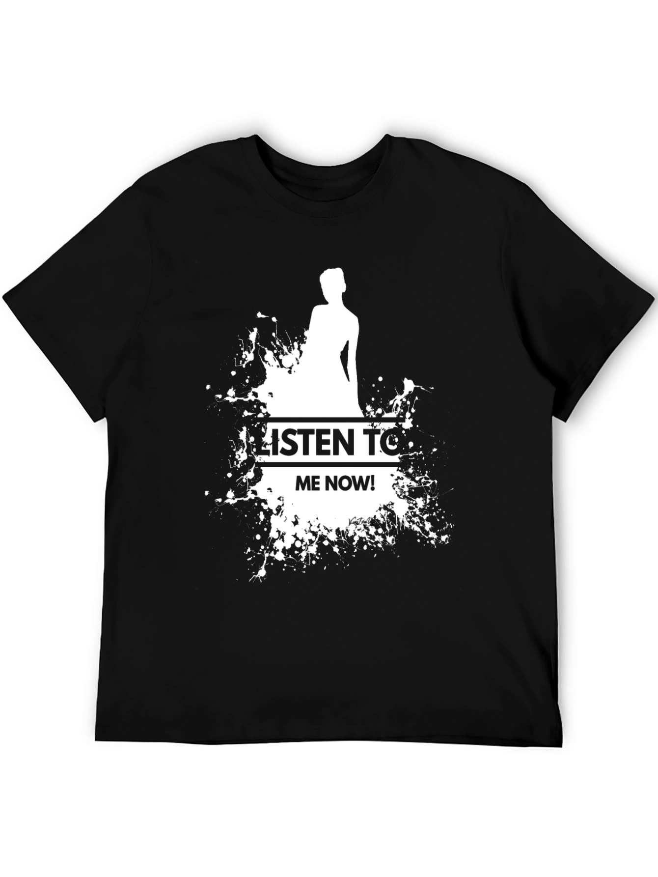 Black Listen To Me Now! Black Graphic Tee view 5