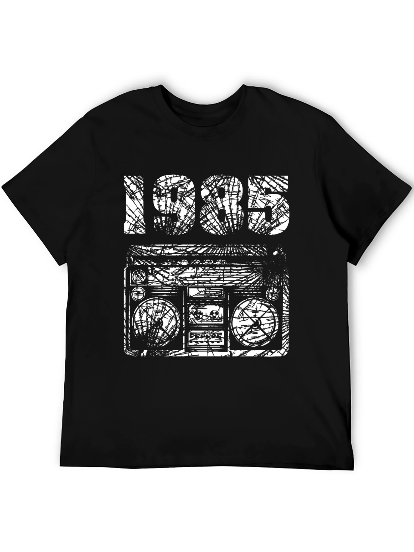 Black Vintage 1985 Boombox Black T-Shirt view 5