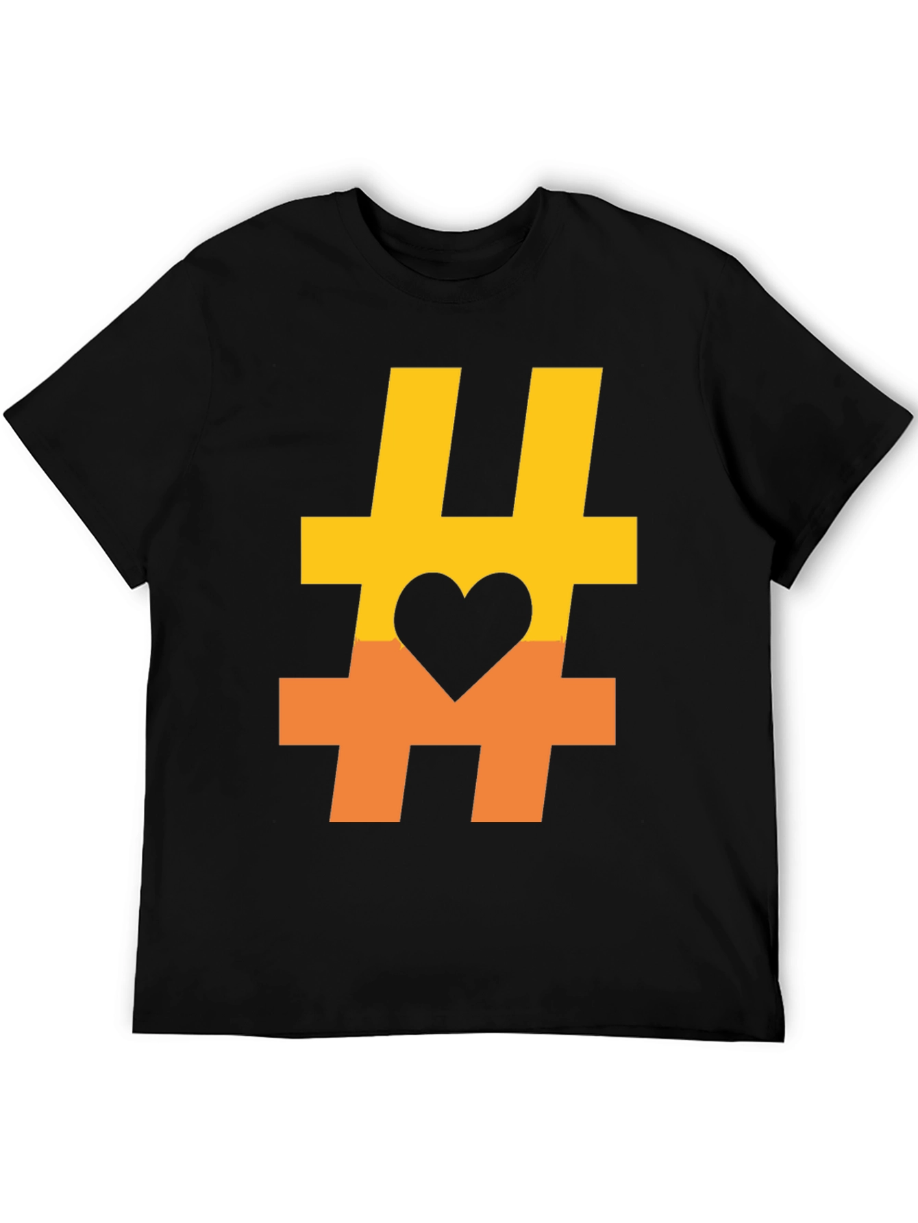 Black Hashtag Heart Graphic Tee - Casual Black T-Shirt view 5