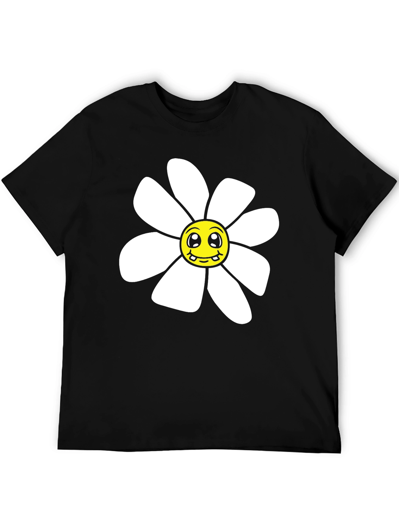 Black Daisy Graphic T-Shirt - Black Cotton Blend view 5