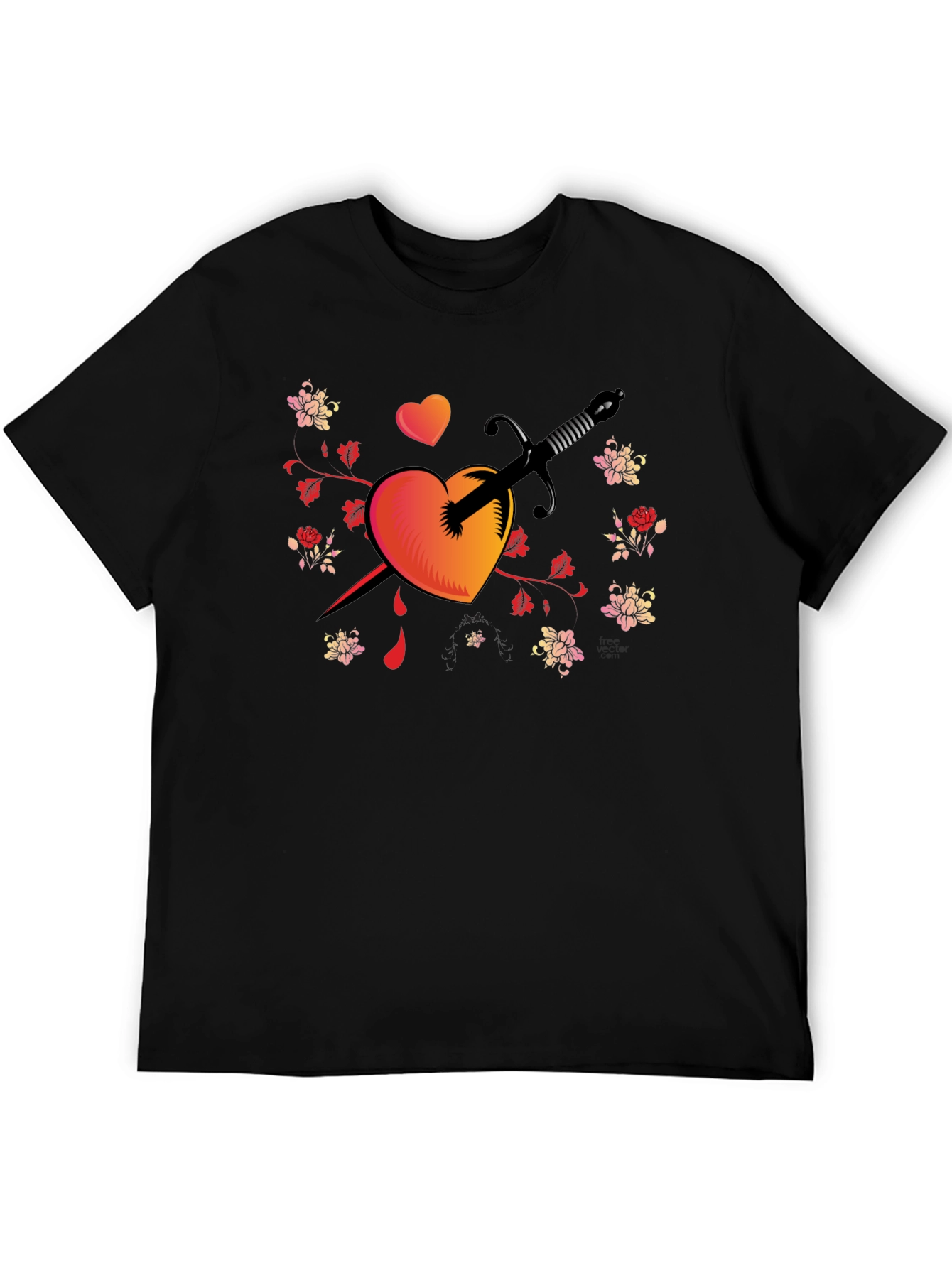 Black Heart & Dagger Graphic Tee view 5