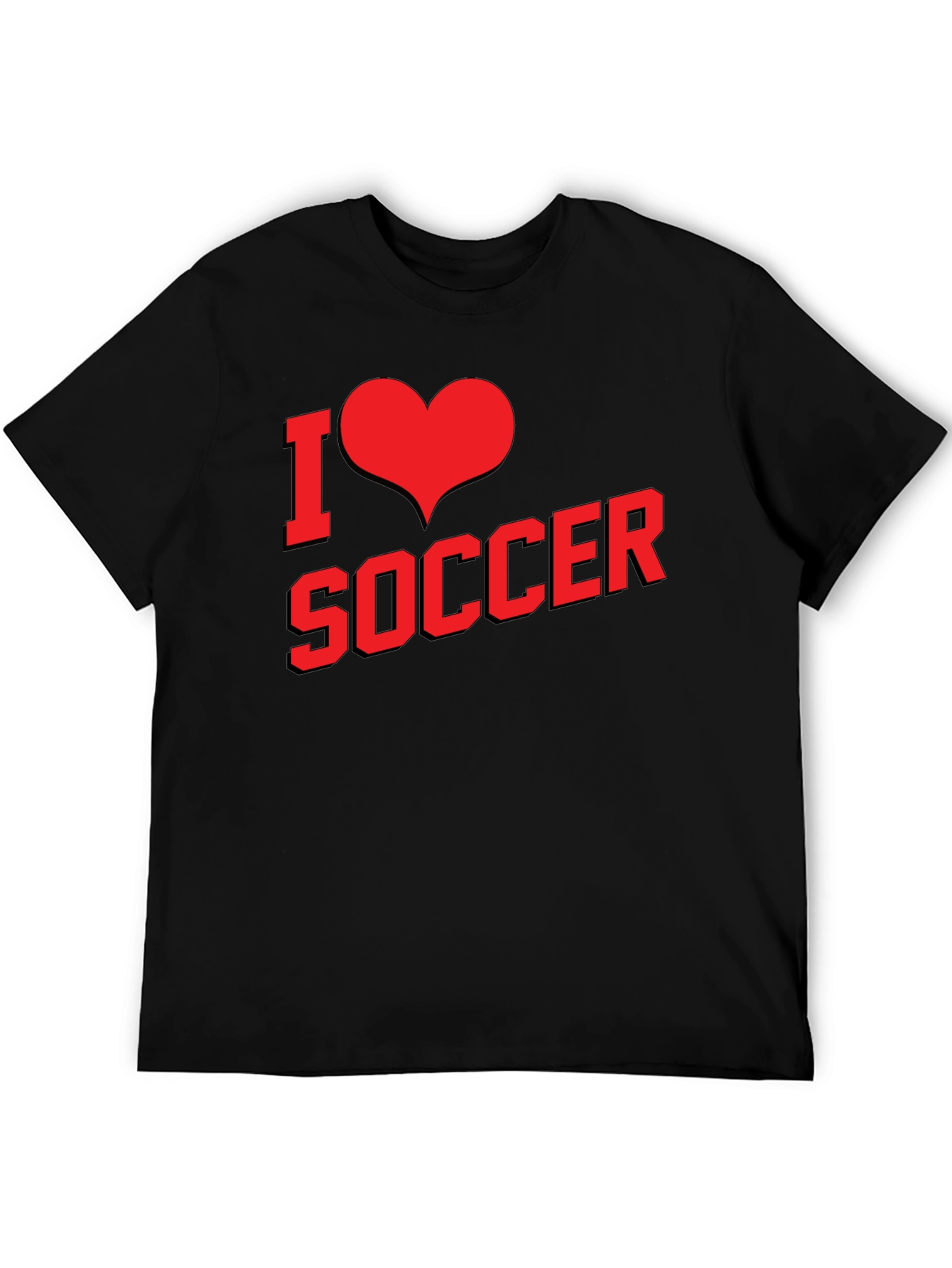 Black I Love Soccer Graphic Tee - Black Cotton T-Shirt view 5