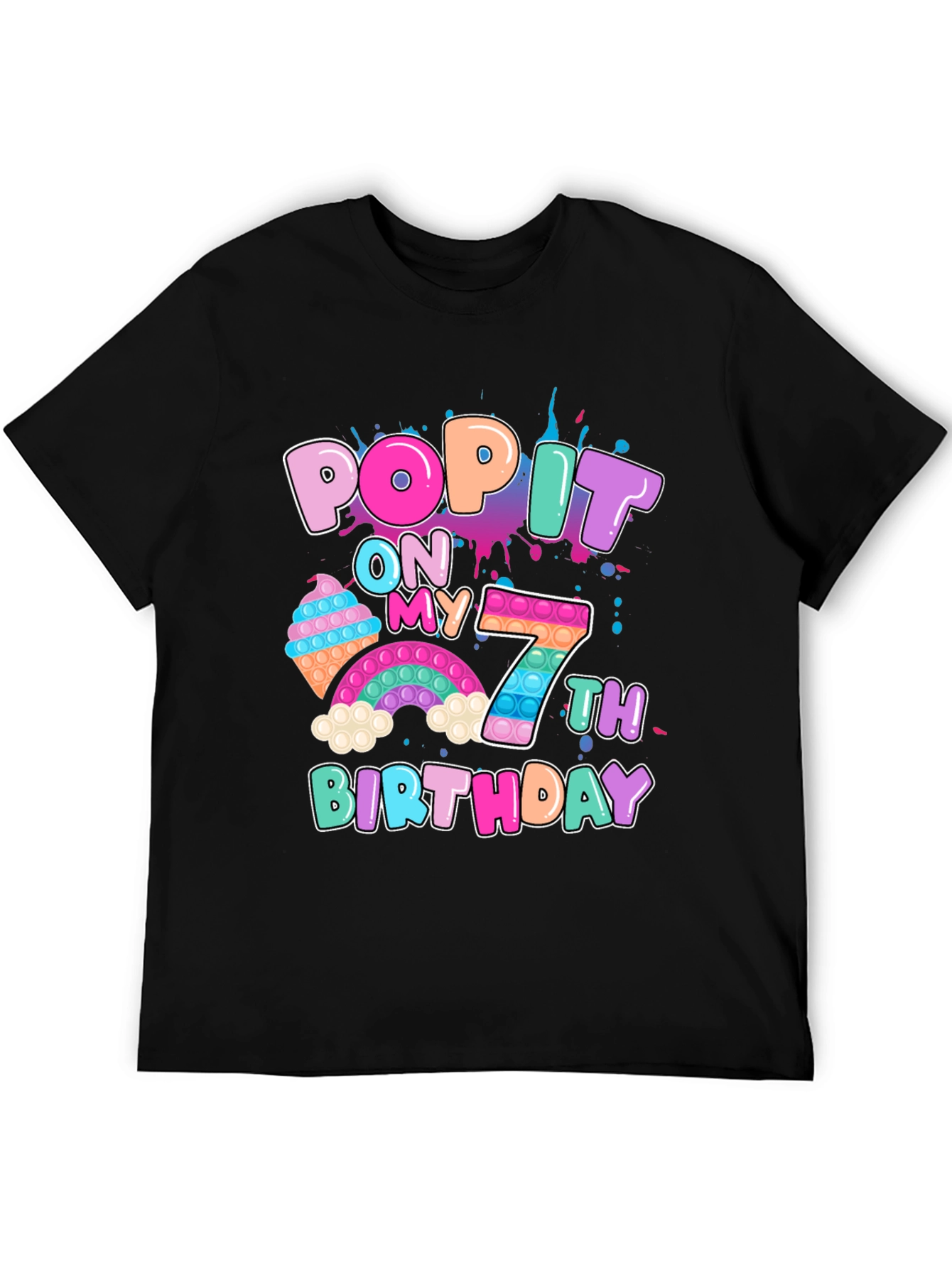 Black Pop It On My 7th Birthday T-Shirt view 5