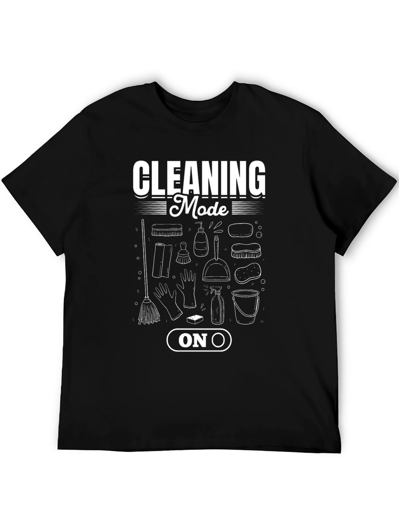 Black Cleaning Mode On T-Shirt - Black Graphic Tee view 5