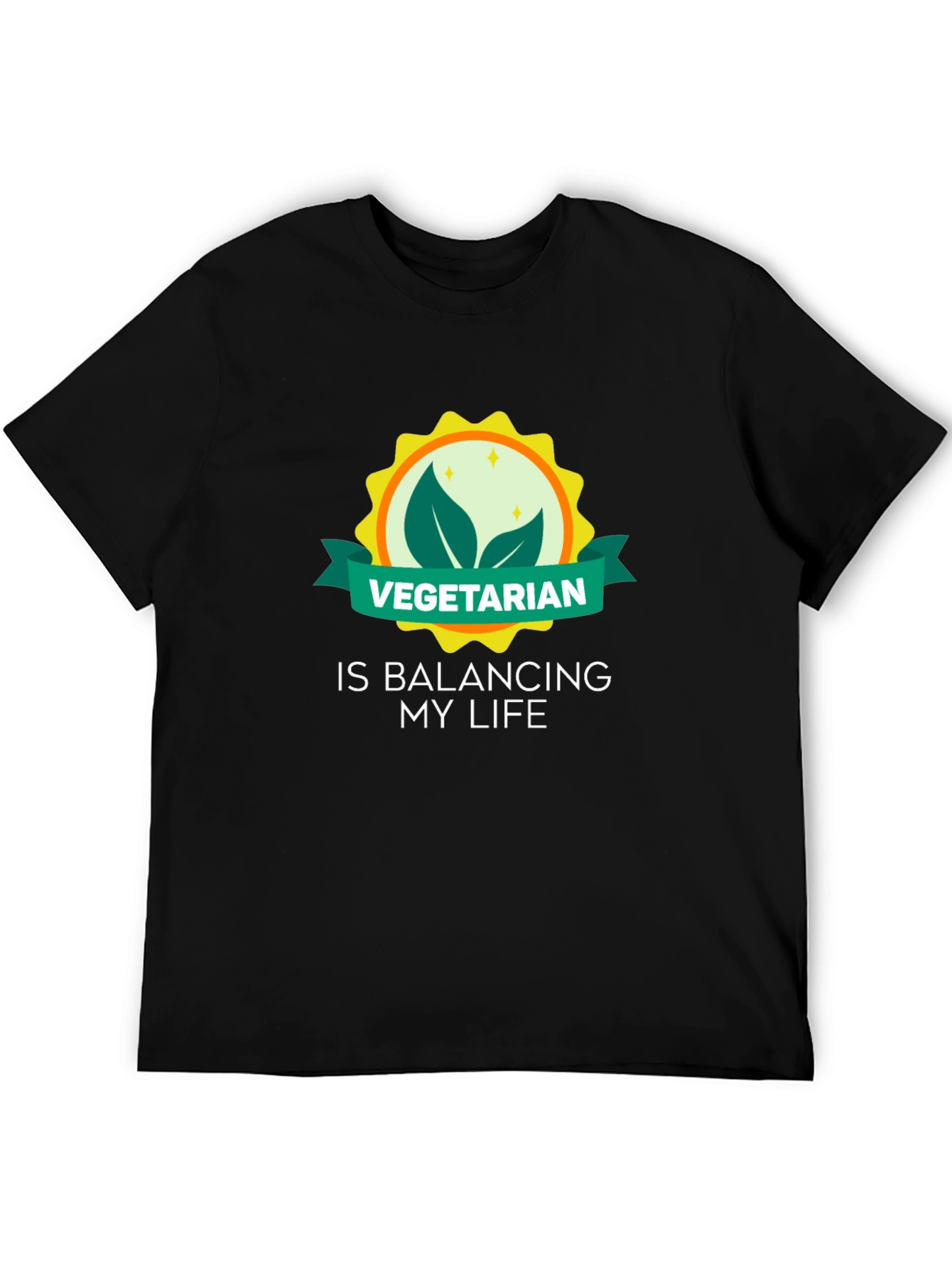 Black Vegetarian Lifestyle Graphic Tee - Balancing My Life view 5
