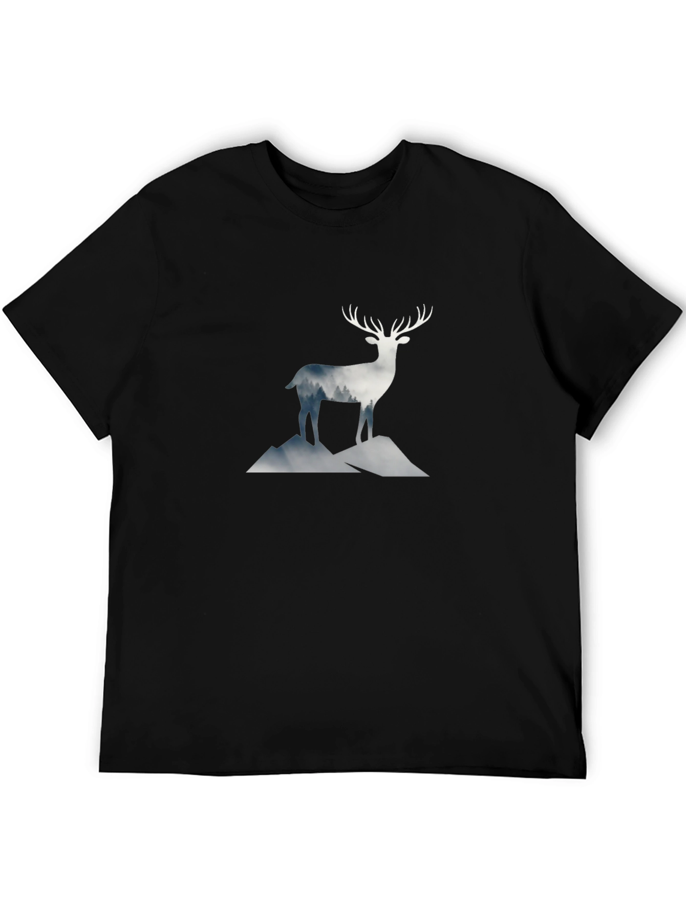 Black Deer Mountain Graphic Tee - Black Cotton Blend view 5