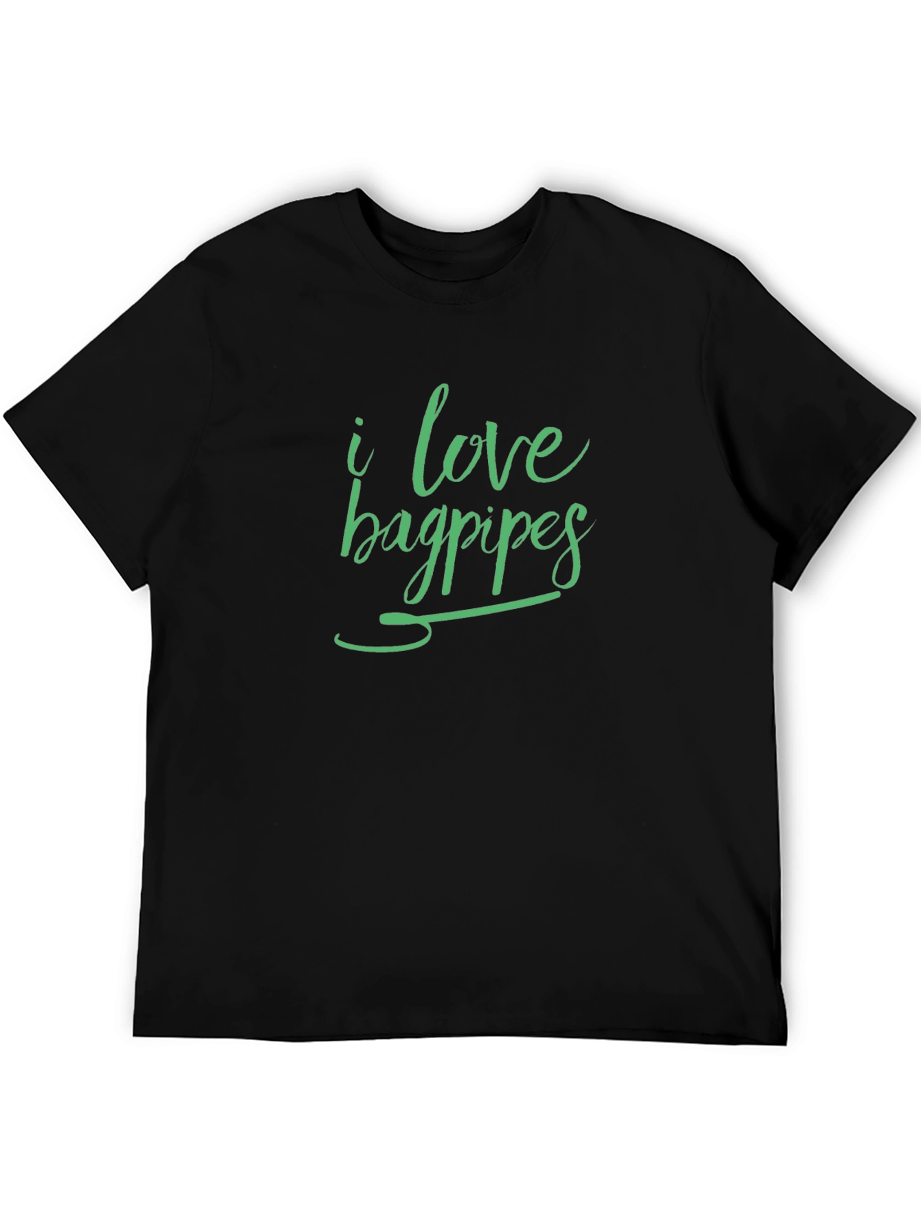 Black I Love Bagpipes Black T-Shirt view 5