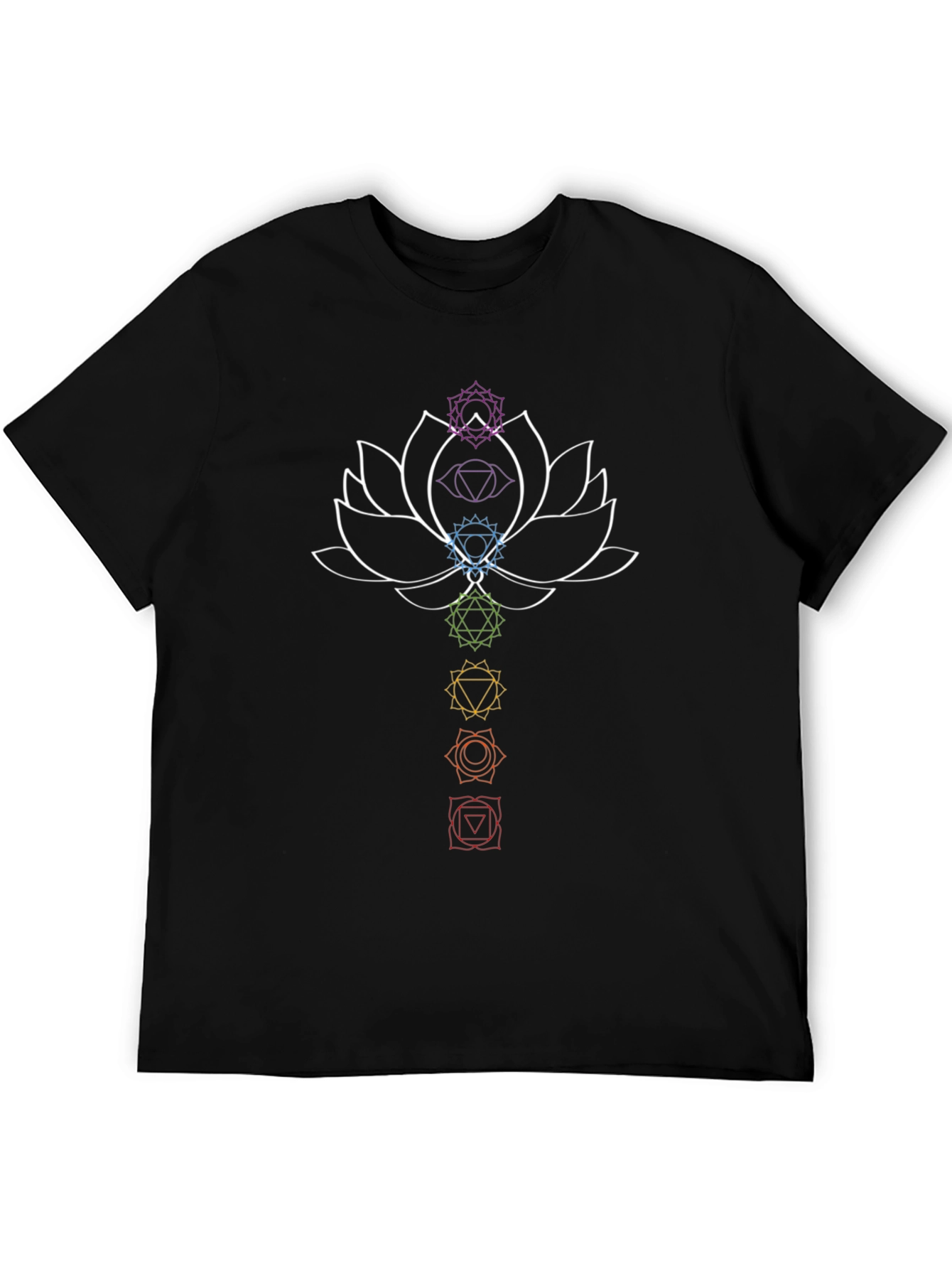 Black Chakra Lotus Graphic T-Shirt - Spiritual Design view 5
