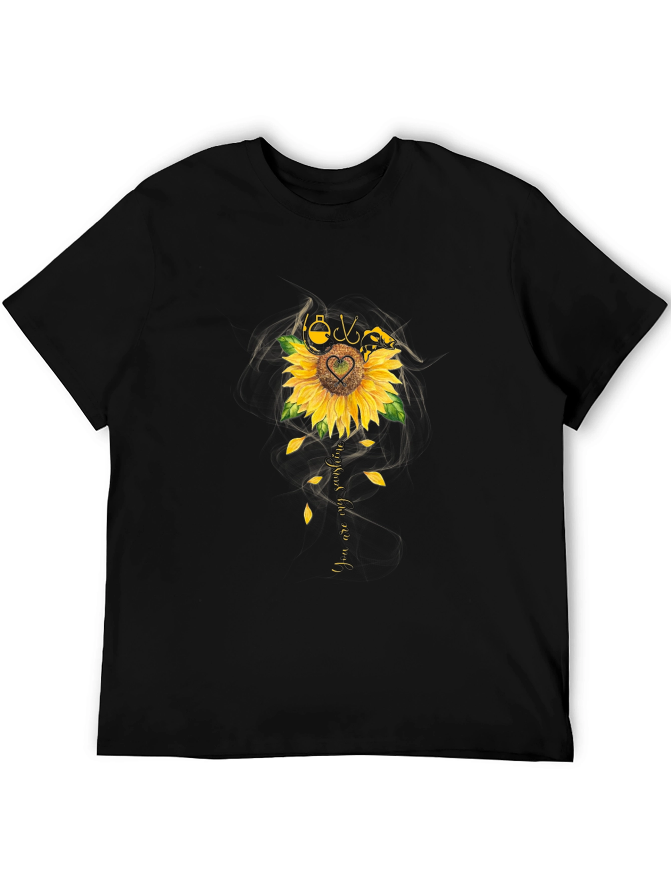 Black Fishing Sunflower Graphic T-Shirt - Black view 5