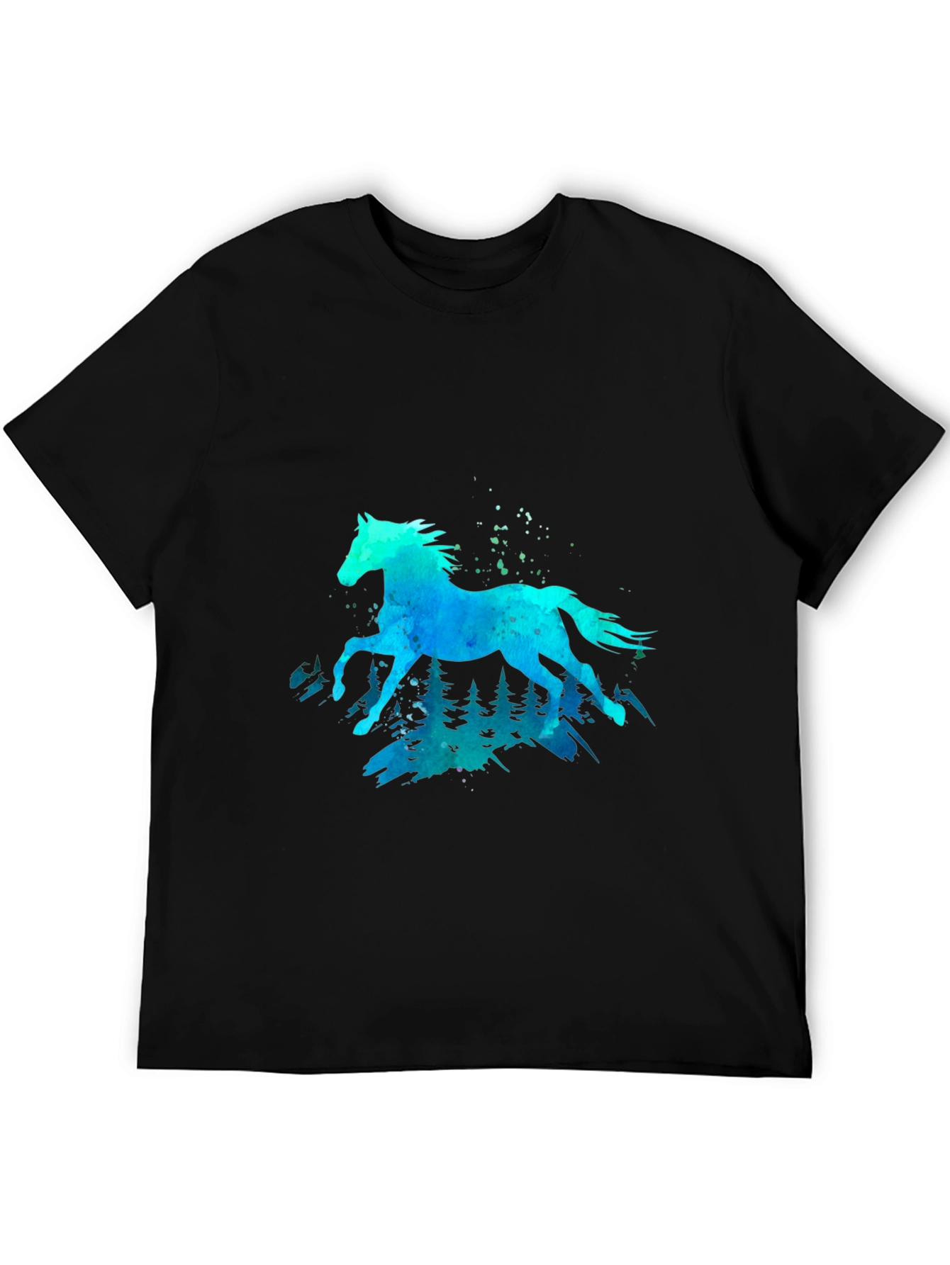 Black Watercolor Horse Graphic Tee - Black view 5